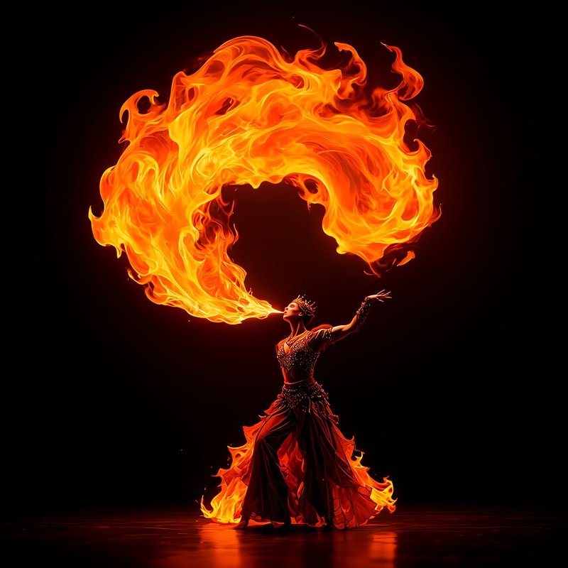A Fire Performer Breathing Flame Concept Art