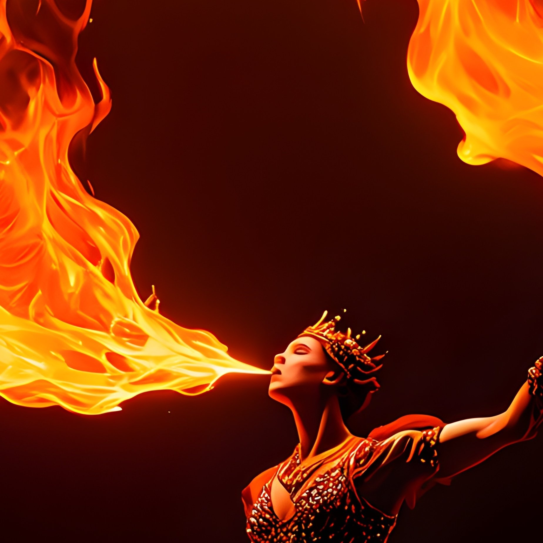 A Fire Performer Breathing Flame Concept Art - Full Resolution Quality Preview