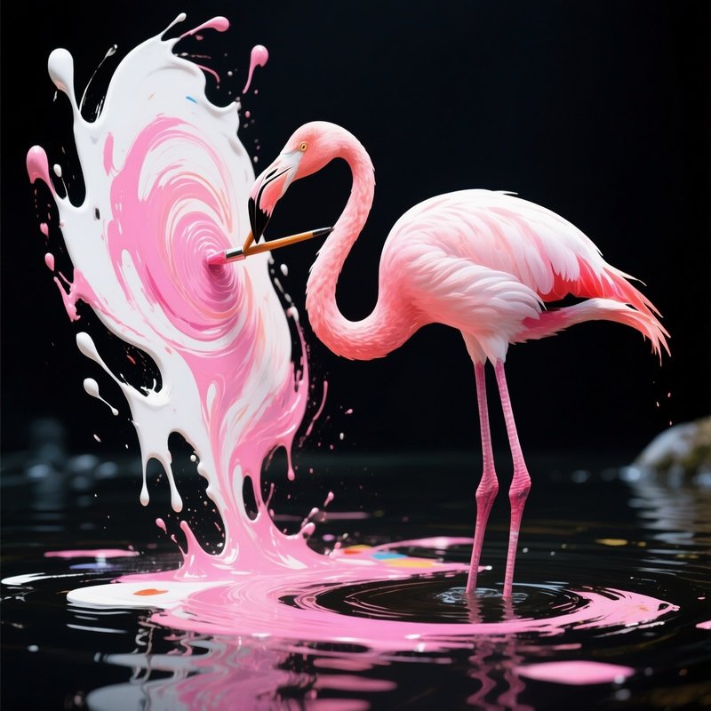 A Flamingo Painting Abstraction With Beak