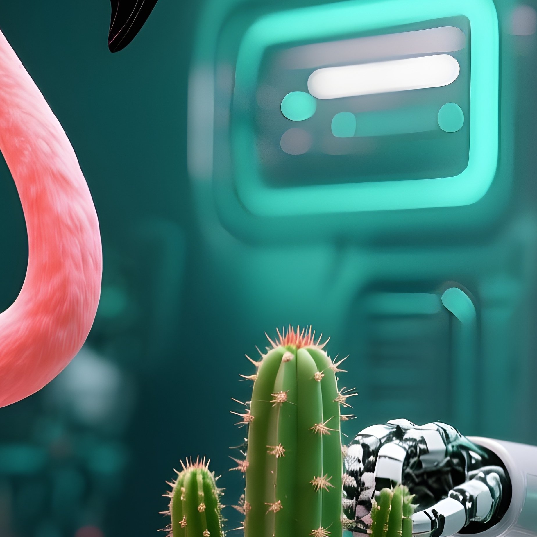 A Flamingo Playing Chess Against A Cactus - Full Resolution Quality Preview