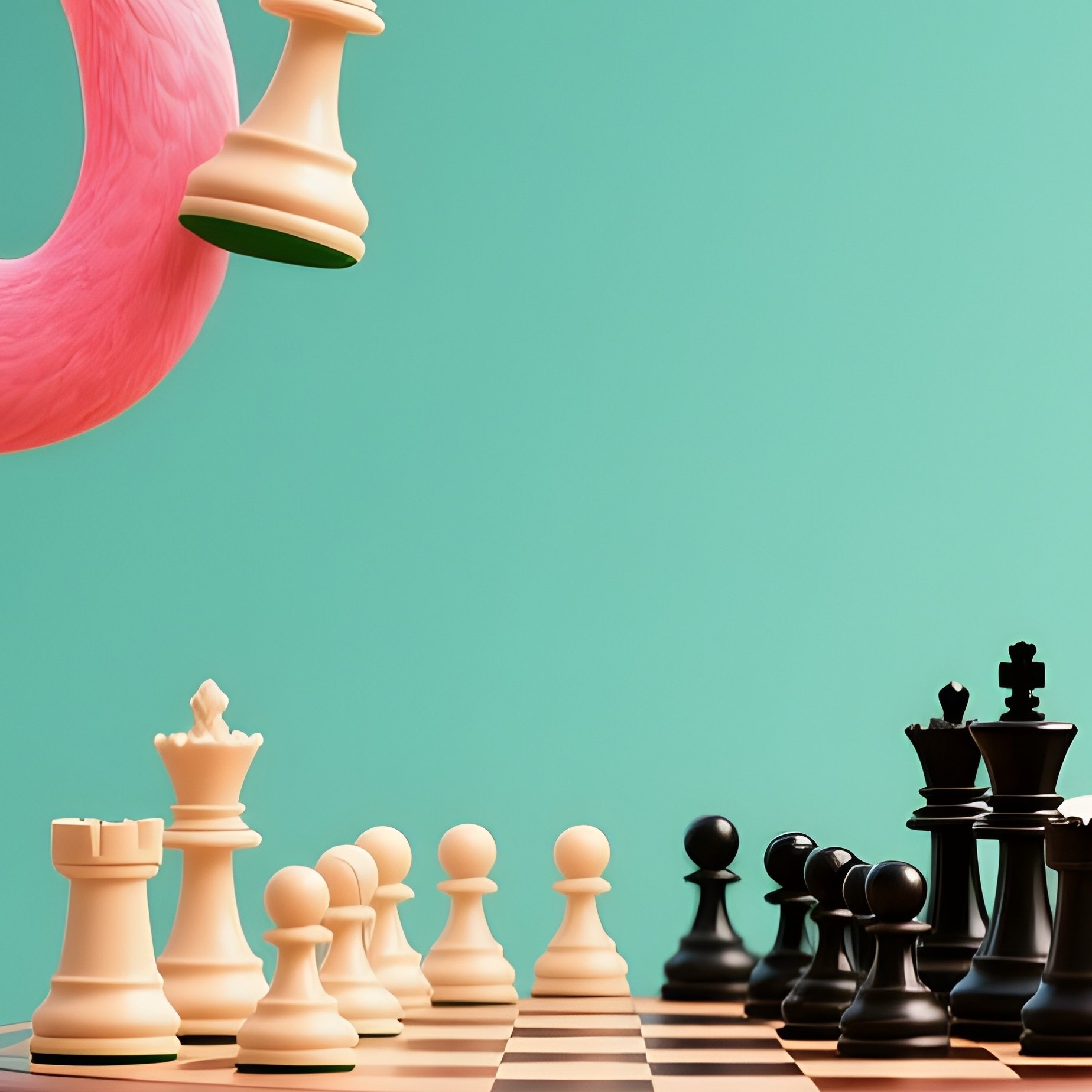 A Flamingo Playing Chess Against A Cactus - Full Resolution Quality Preview