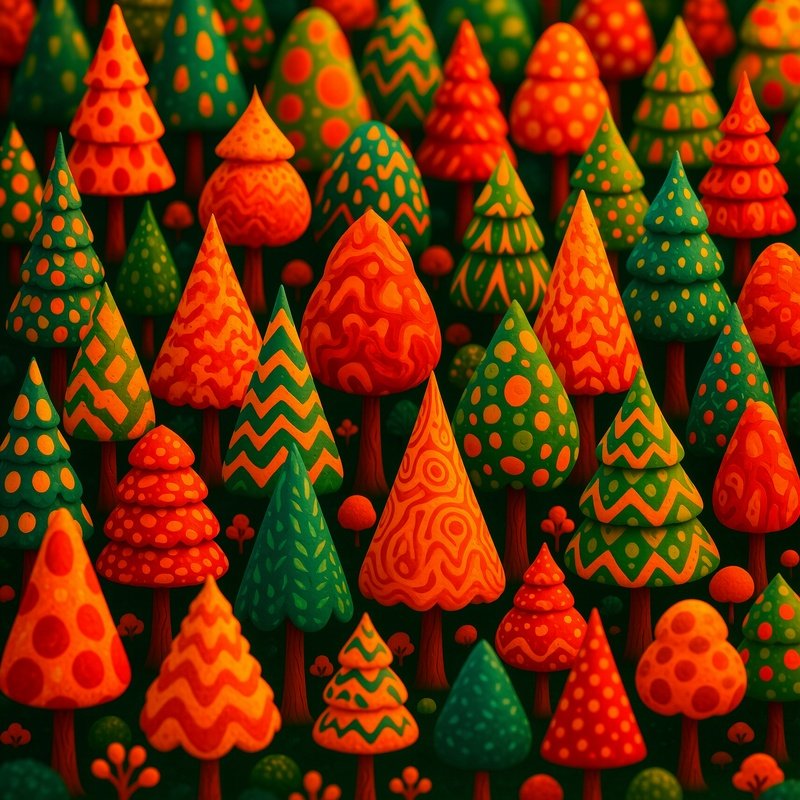 A Forest Of Stylized Trees Forest Trees