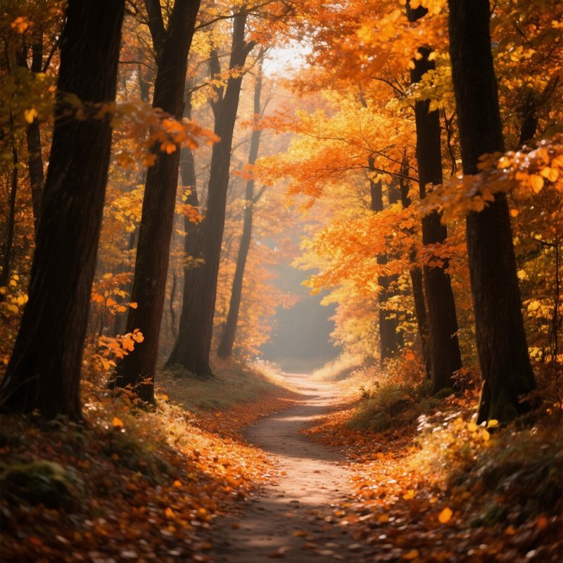 A Forest Path In Autumn Autumn Forest