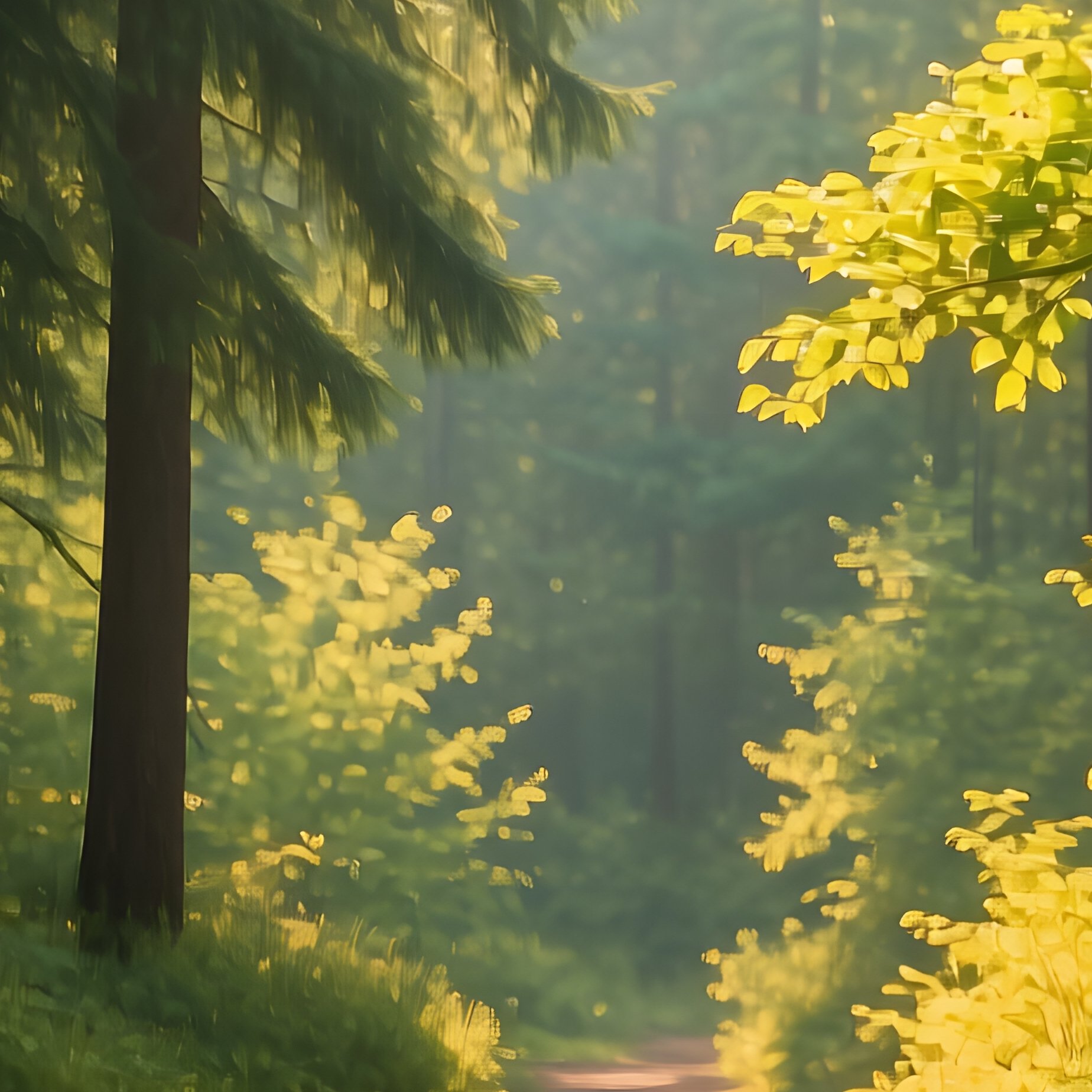 A Forest Path Leading Through Dense Trees Forest Nature - Full Resolution Quality Preview