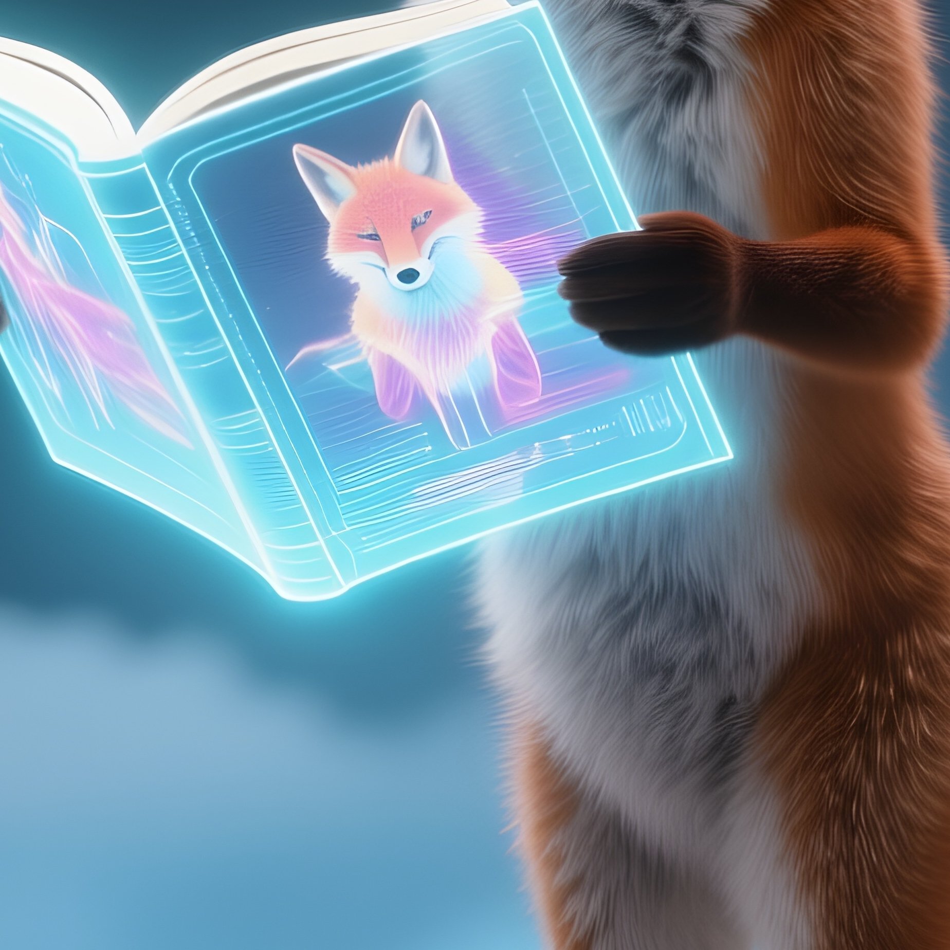 A Fox Reading Bedtime Stories To Clouds - Full Resolution Quality Preview