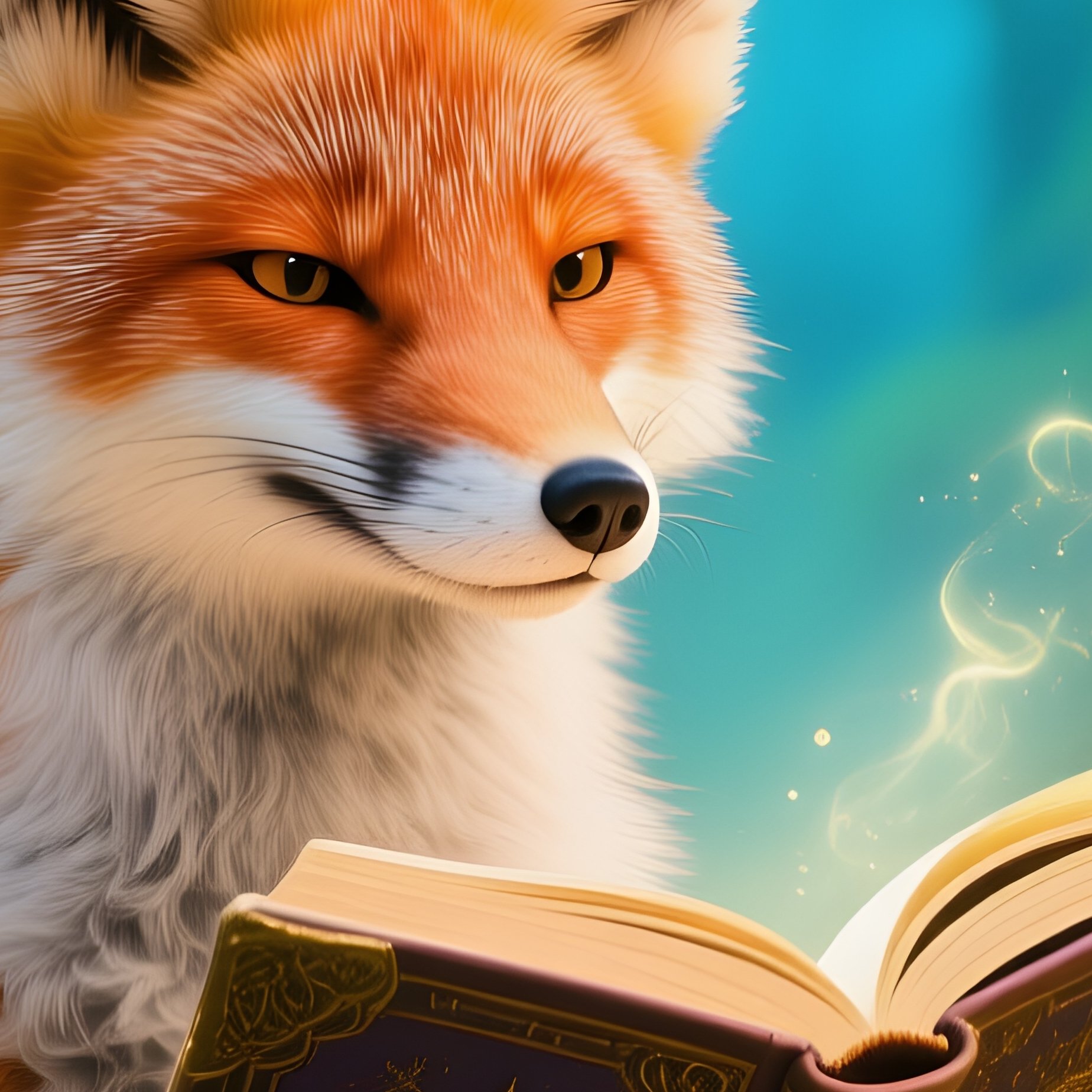 A Fox Reading Bedtime Stories To Clouds In A Fantasy Setting - Full Resolution Quality Preview