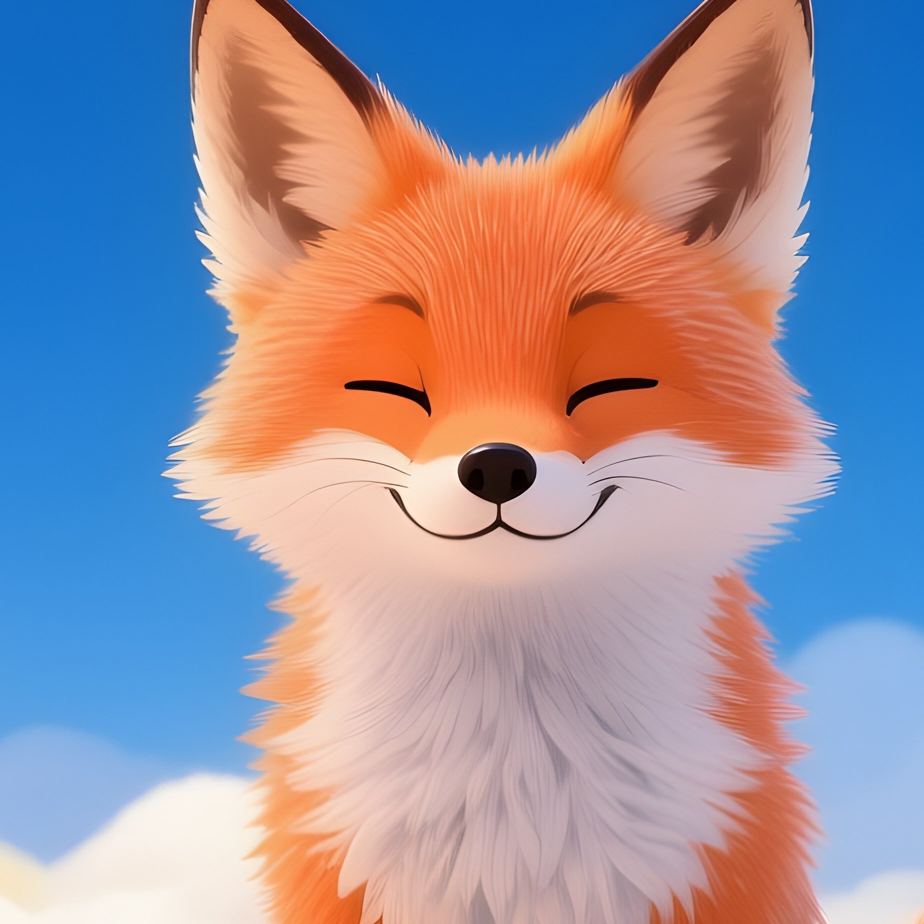 A Fox Reading Bedtime Stories To Clouds In A Romantic Night Sky - Full Resolution Quality Preview