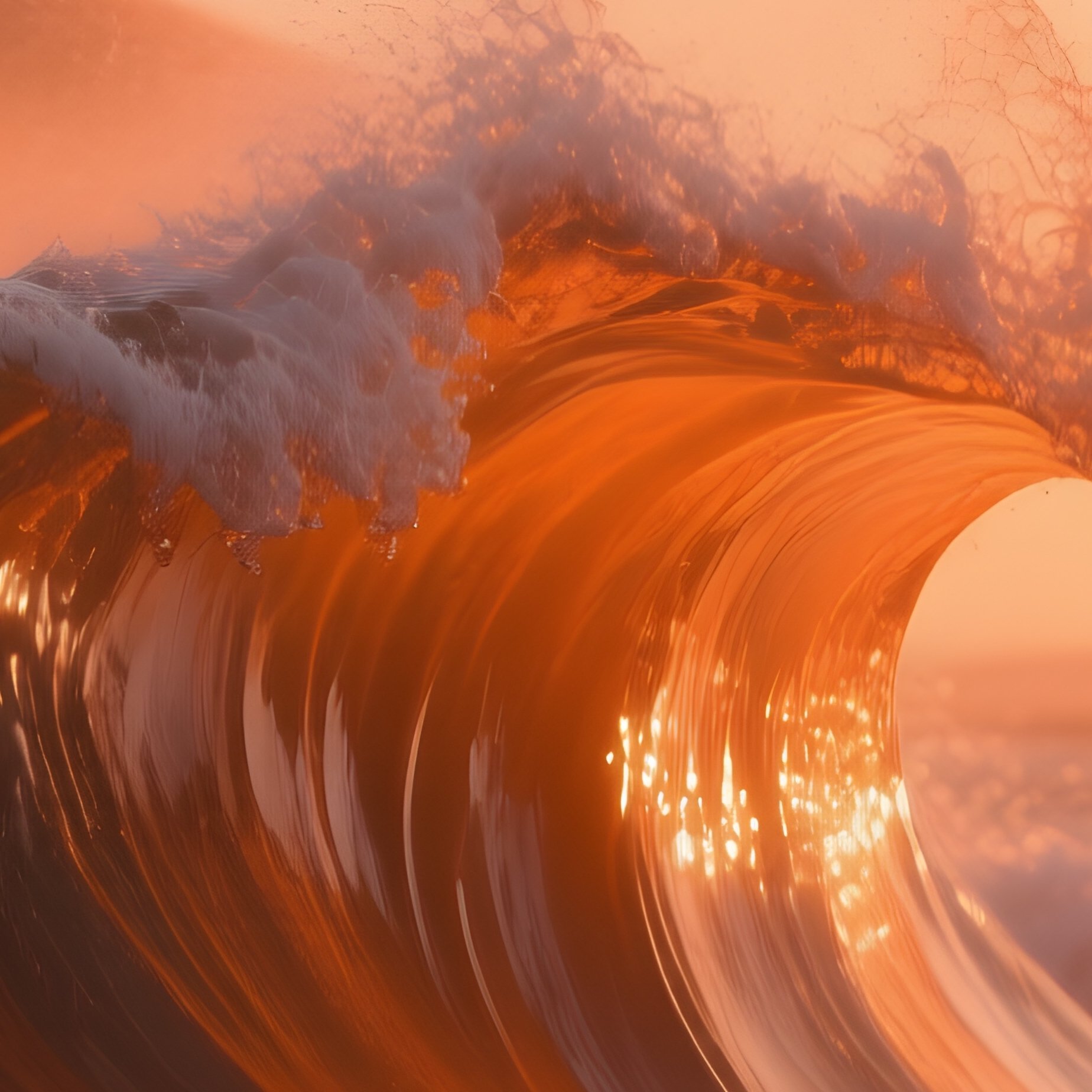 A Fragile Sand Dune Wave Cresting In Orange Sunset Light. - Full Resolution Quality Preview