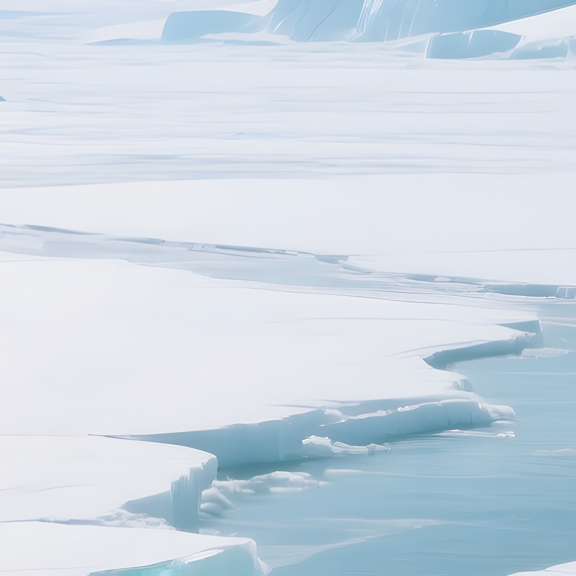 A Frozen Arctic Landscape Under A Pale Midday Sun, Endless Ice Fields Cracked With Turquoise - Full Resolution Quality Preview
