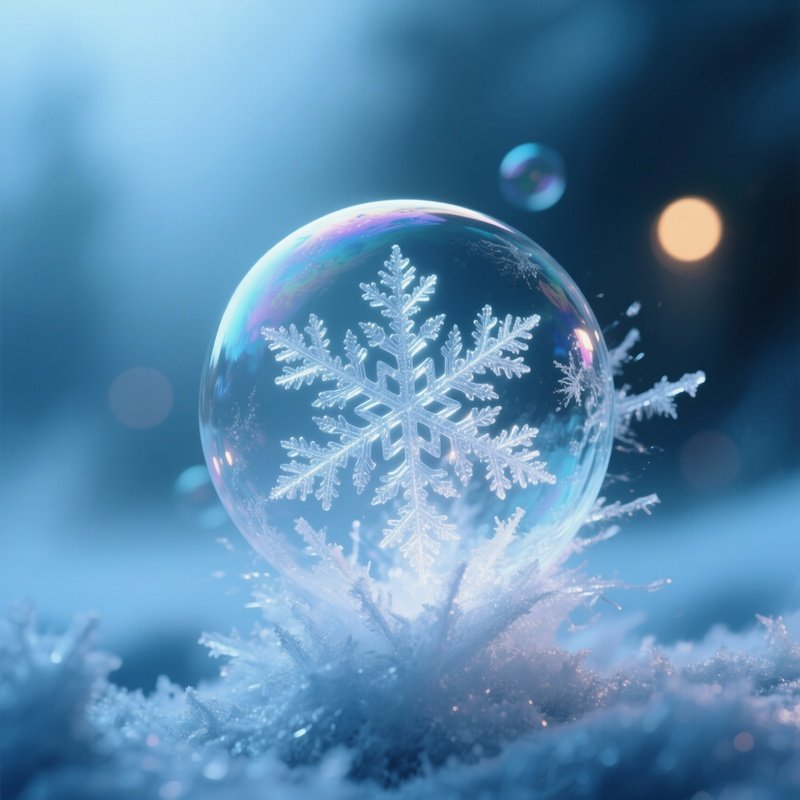 A Frozen Soap Bubble Forming Fractal Patterns