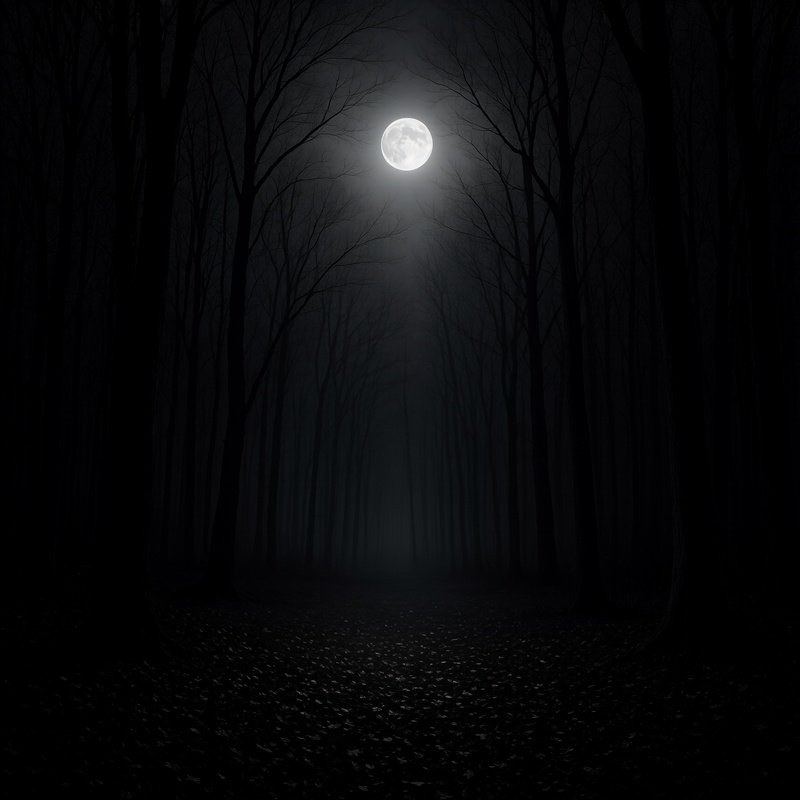 A Full Moon In A Forest At Night Night Forest