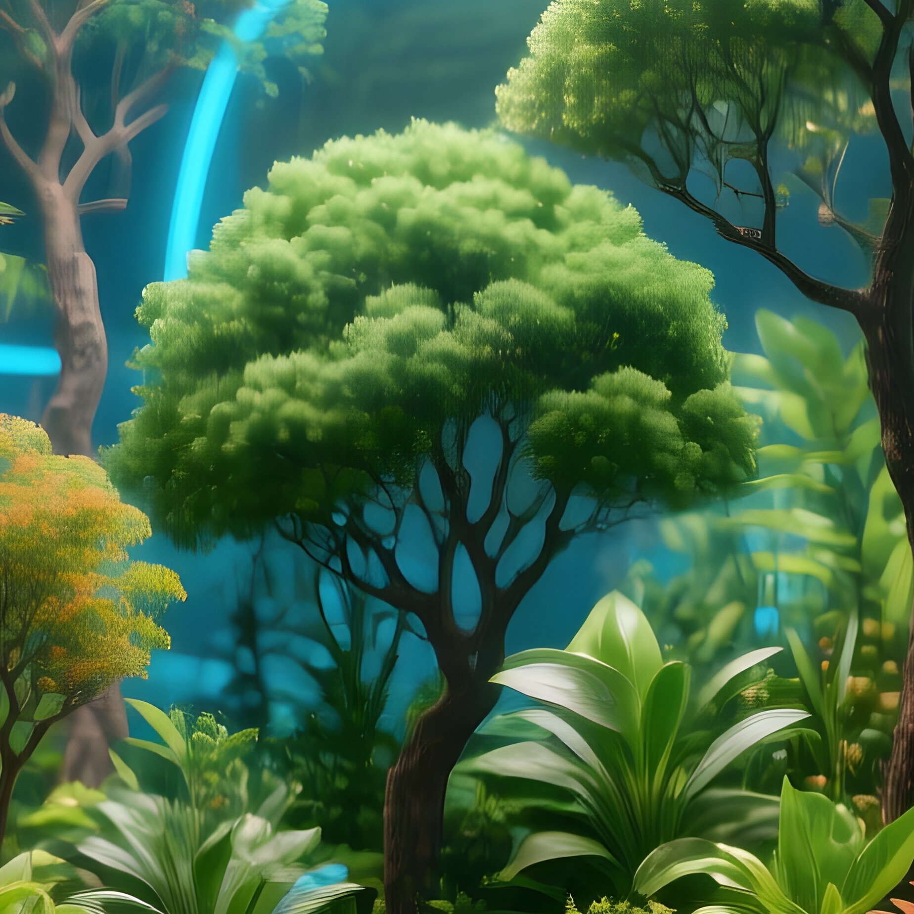 A Futuristic Circular Glass Dome Filled With Lush Greenery - Full Resolution Quality Preview