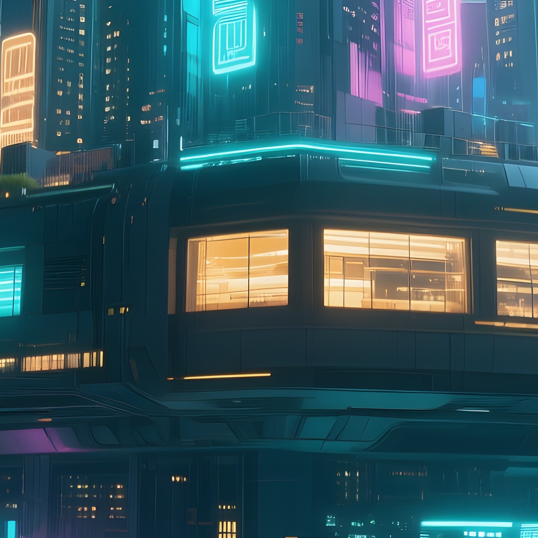 A Futuristic City Built Into The Hollow Interior Of A Massive Asteroid, Glowing Windows And Neon - Full Resolution Quality Preview