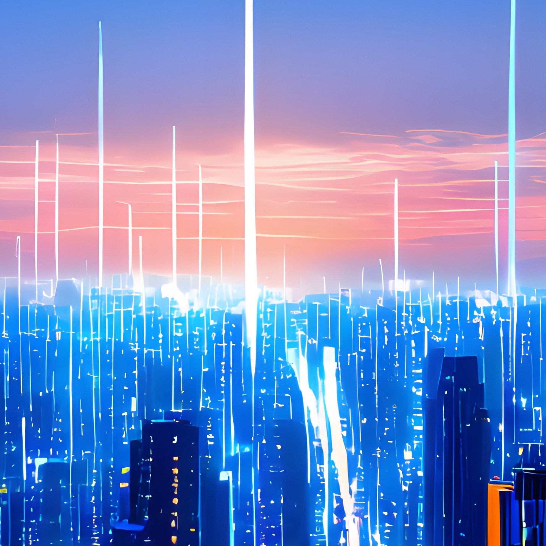 A Futuristic Cityscape At Dusk Or Night Futuristic Cityscape - Full Resolution Quality Preview
