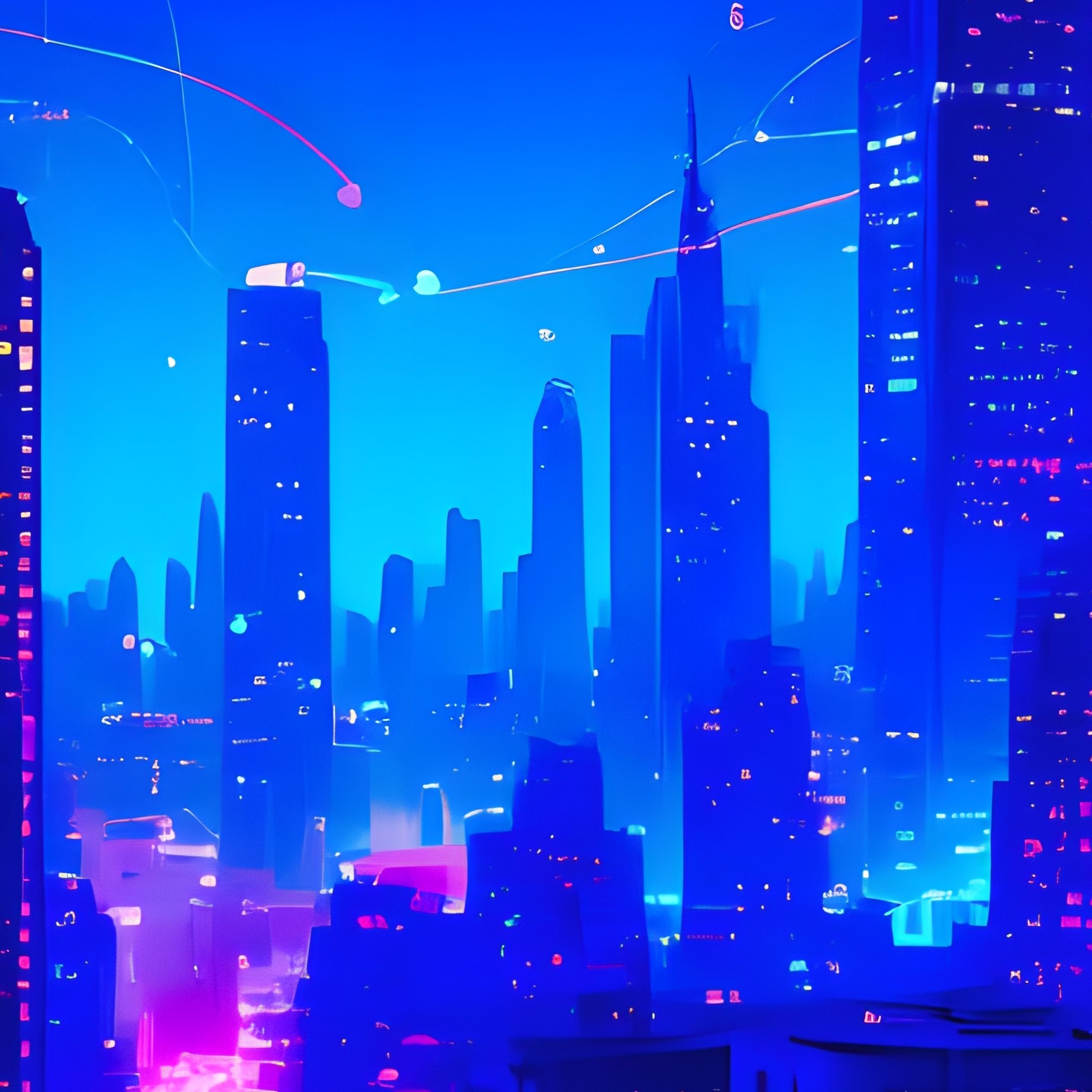 A Futuristic Cityscape At Dusk Or Night Futuristic Cityscape - Full Resolution Quality Preview