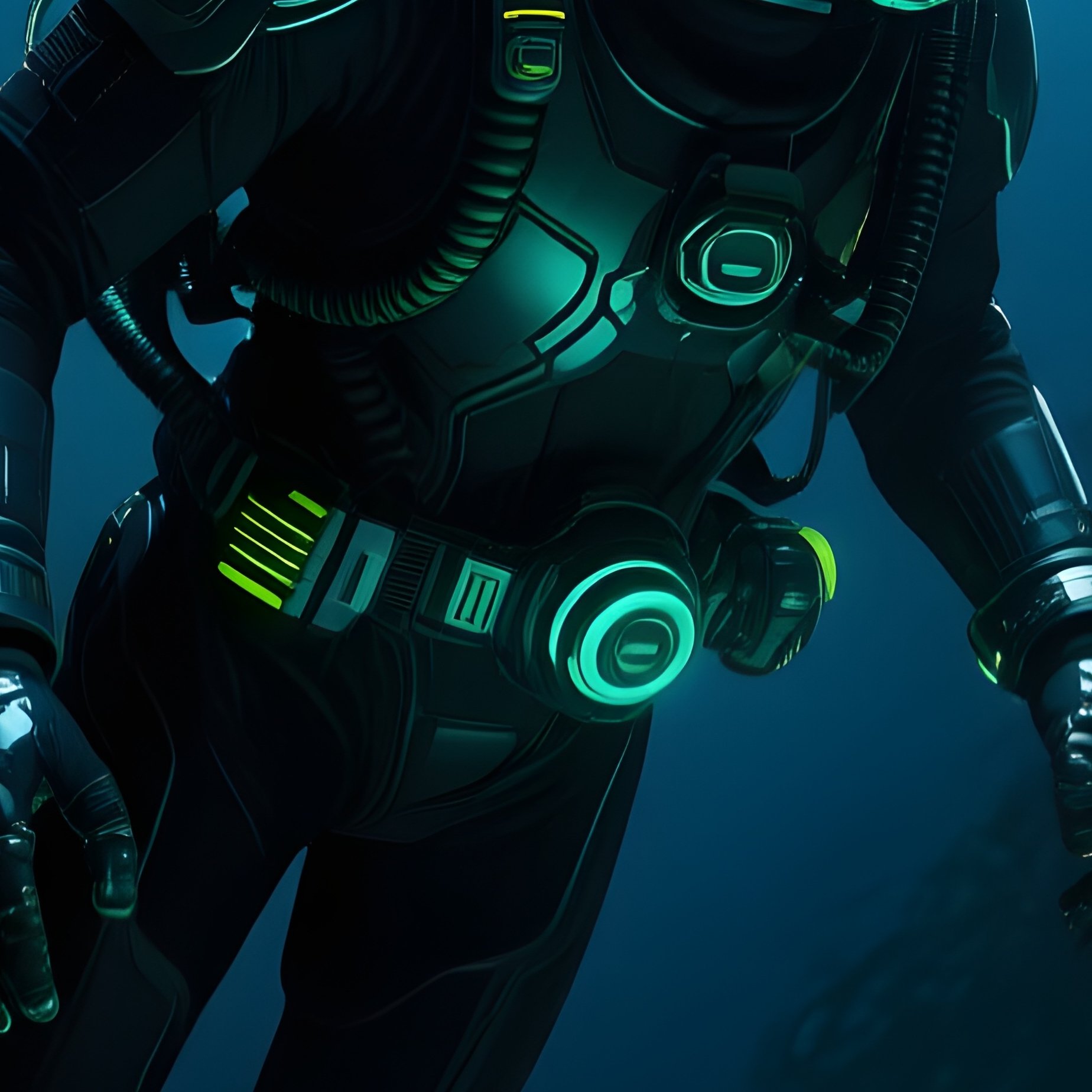 A Futuristic Concept Of A Deep Sea Diver Exploring The Abyss - Full Resolution Quality Preview