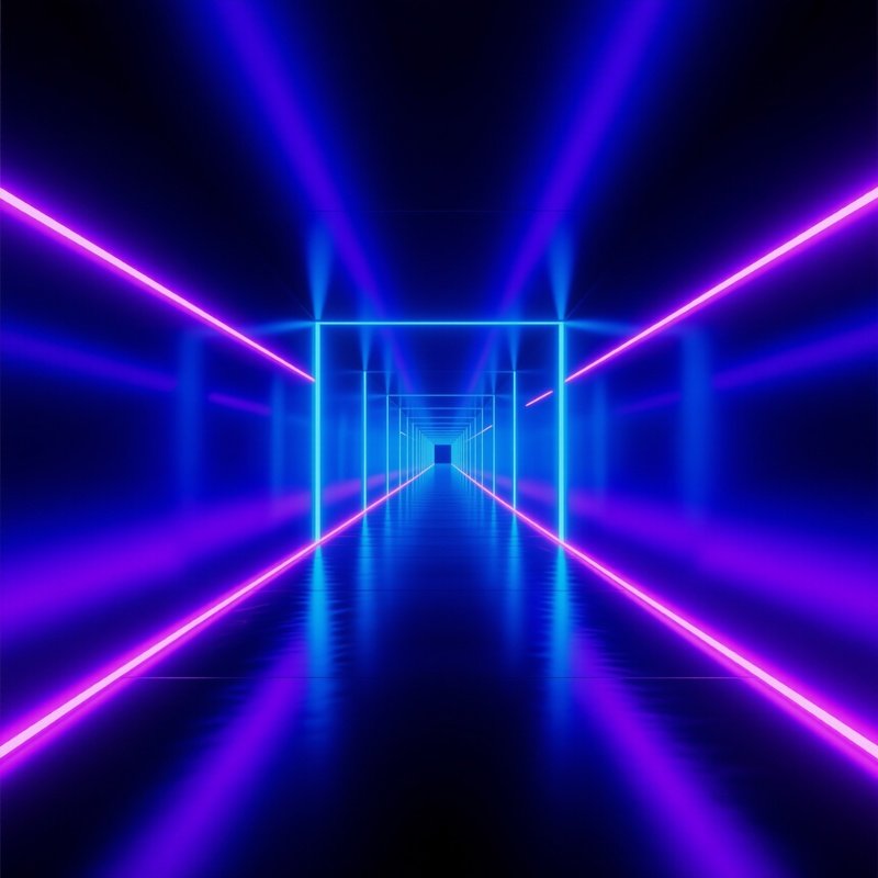 A Futuristic Corridor Illuminated By Neon Lights Futuristic