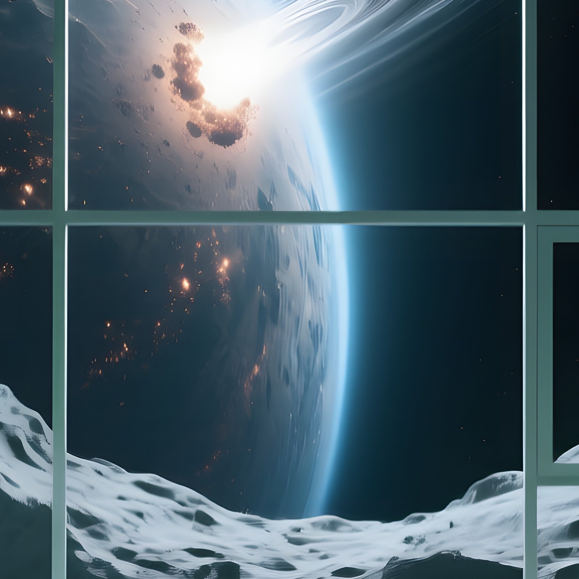 A Futuristic Coworking Space Inside A Hollowed Out Asteroid, Walls Lined With Floating - Full Resolution Quality Preview