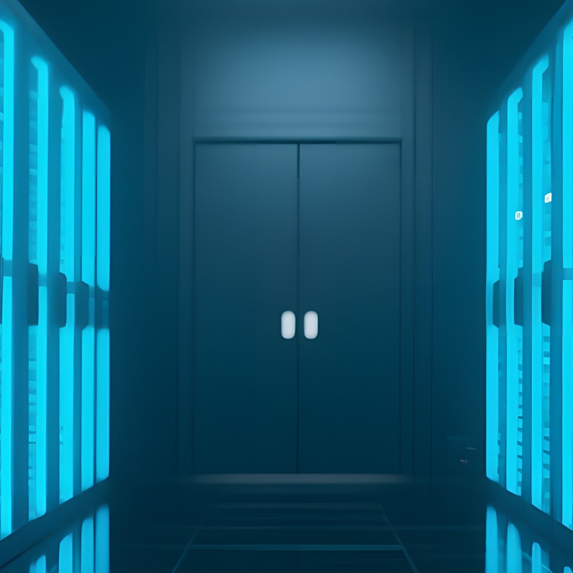 A Futuristic Data Center With Rows Of Glowing Server Racks Emitting Cool Blue Light, Reflected On - Full Resolution Quality Preview