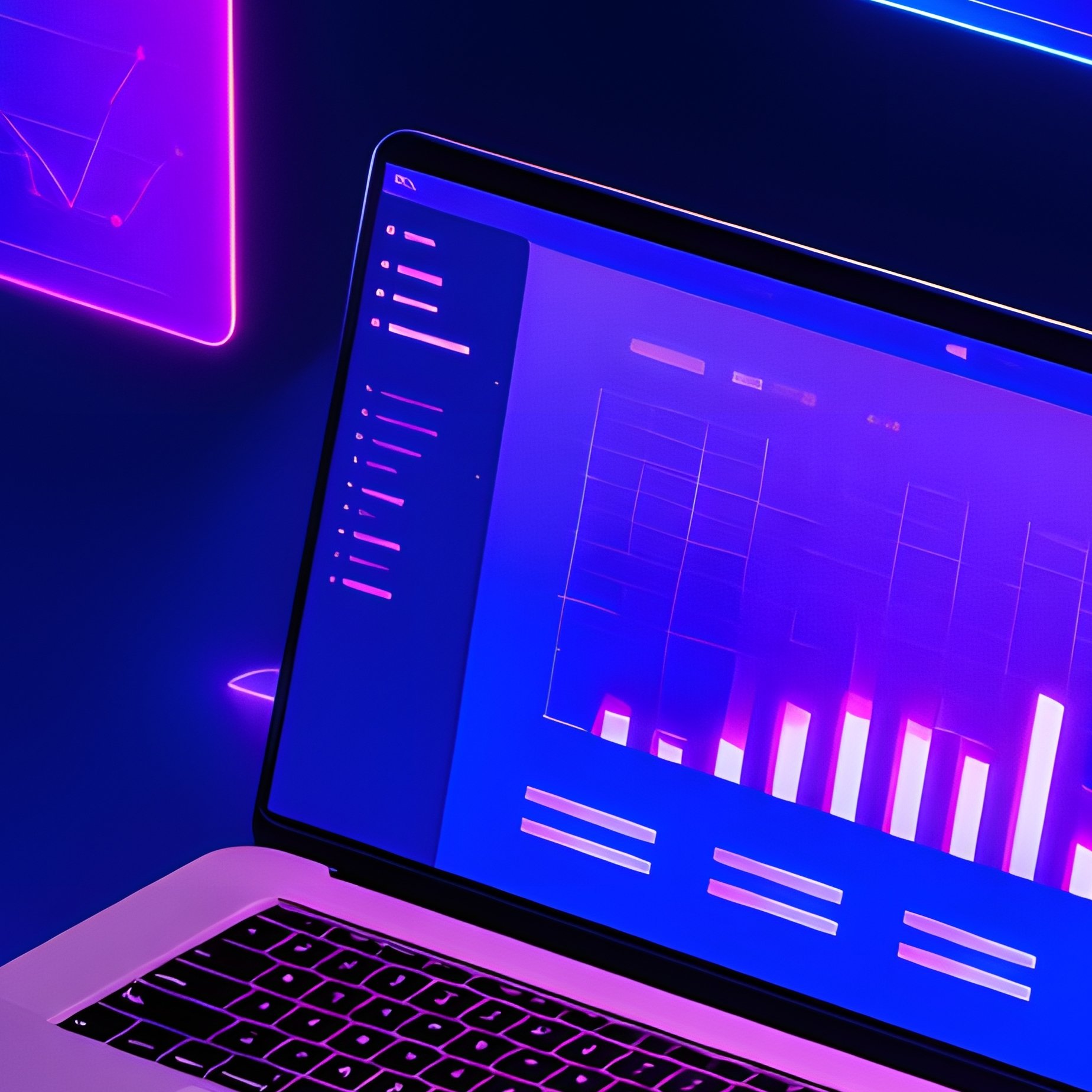 A Futuristic Digital Workspace Setup Futuristic Digital Workspace - Full Resolution Quality Preview