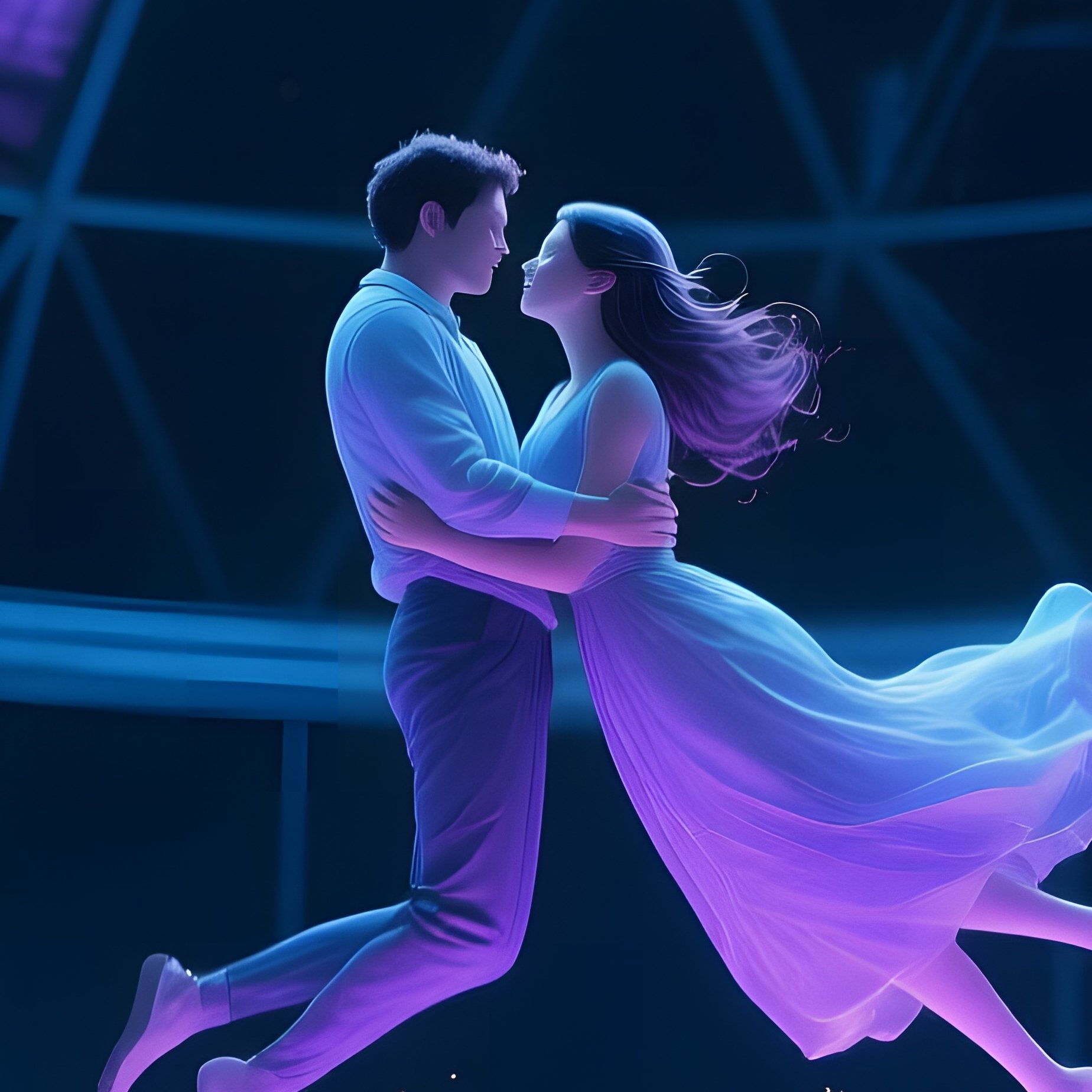 A Futuristic Glass Dome Greenhouse At Night, Bioluminescent Plants Casting Ethereal Blues And - Full Resolution Quality Preview