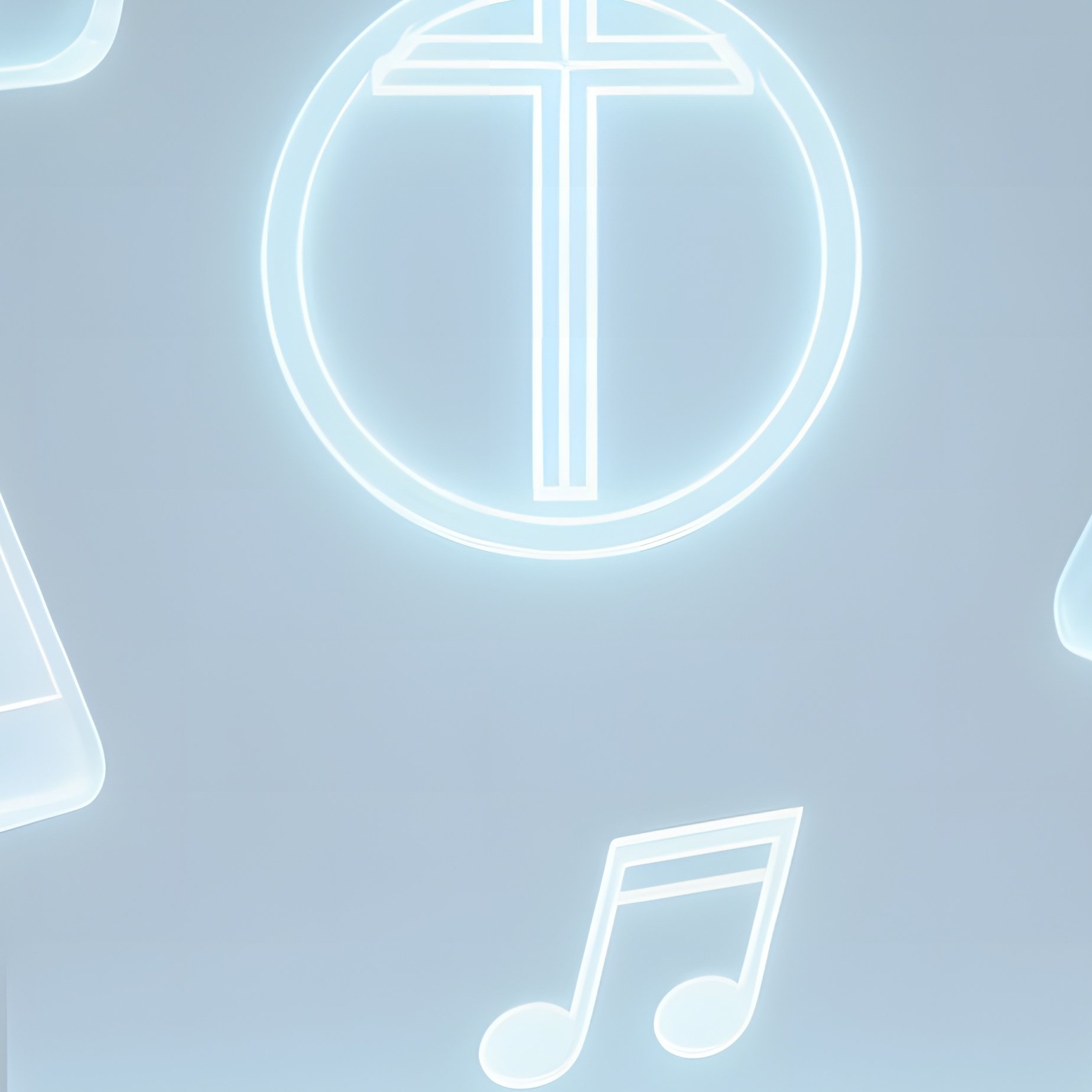 A Futuristic Holographic Altar In A White Sterile Lab, Floating Translucent Icons Of Sacred Symbols - Full Resolution Quality Preview