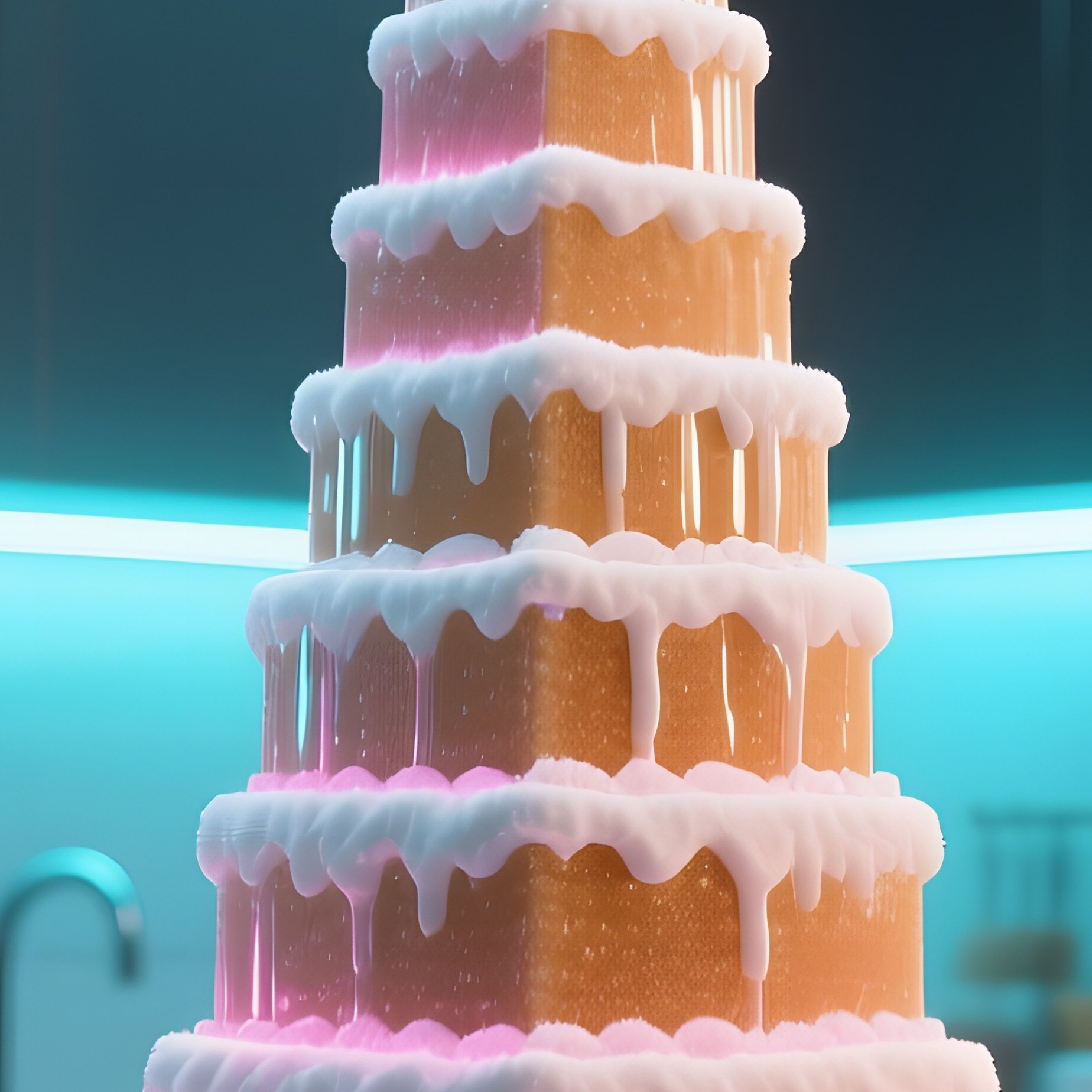 A Futuristic Kitchen With Sleek Metallic Surfaces Where A Robotic Arm Assembles A Towering Sugar - Full Resolution Quality Preview