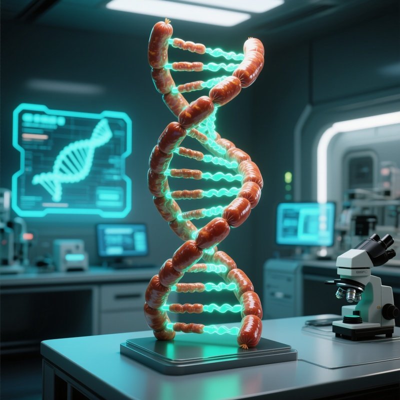 A Futuristic Lab With Holographic Displays, Showcasing An Intricate Dna Helix Model Constructed