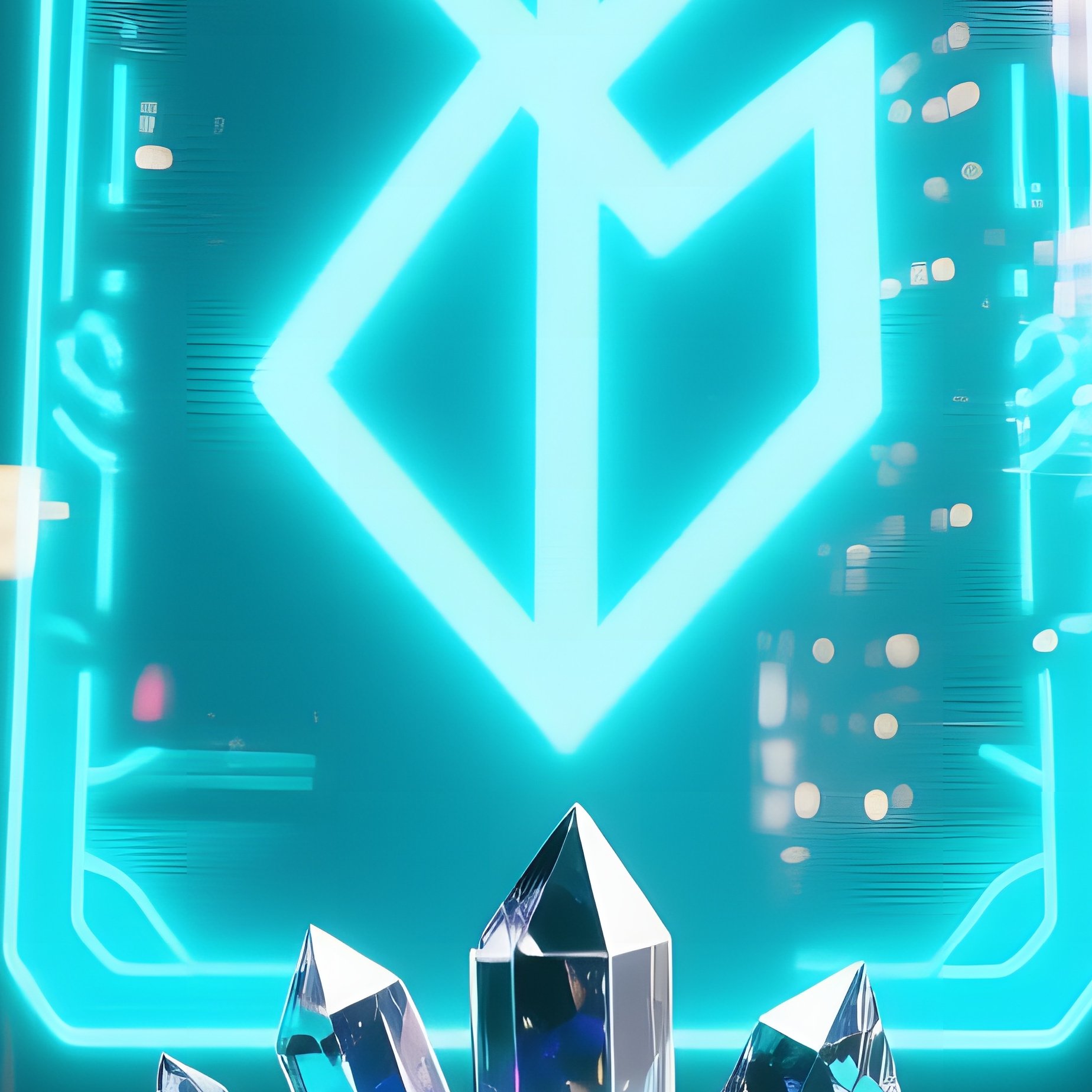 A Futuristic Neon Alley Altar Under Holographic Billboards, Glowing Glyphs Projected Onto Metal - Full Resolution Quality Preview