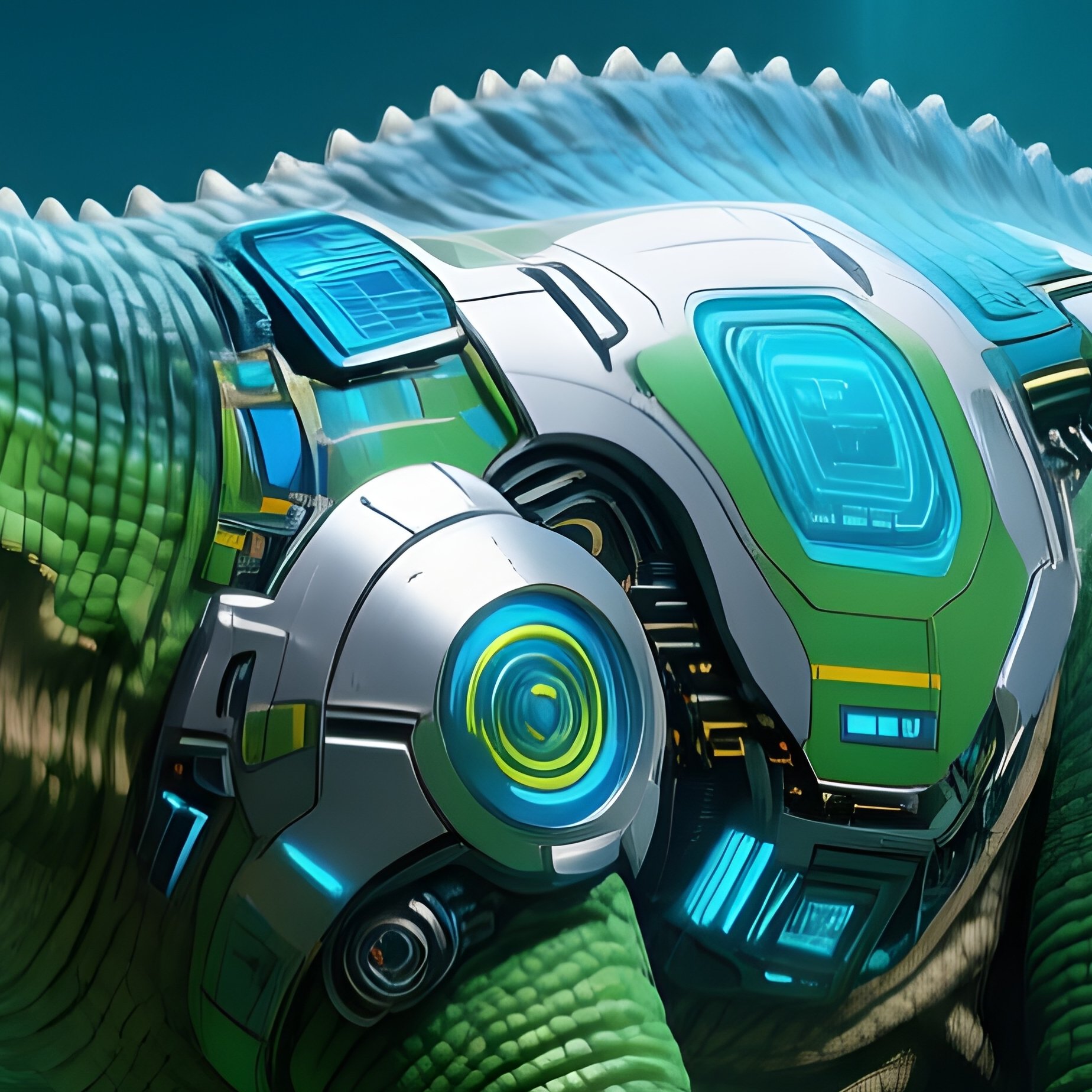 A Futuristic Science Fiction Illustration Of An Apatosaurus - Full Resolution Quality Preview