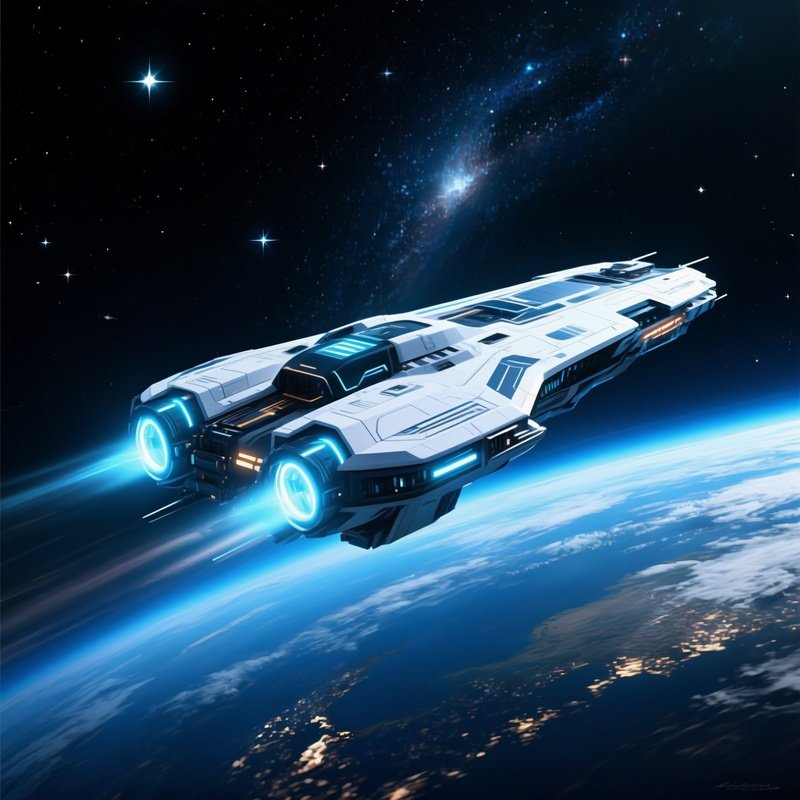 A Futuristic Spacecraft Traveling Through Space