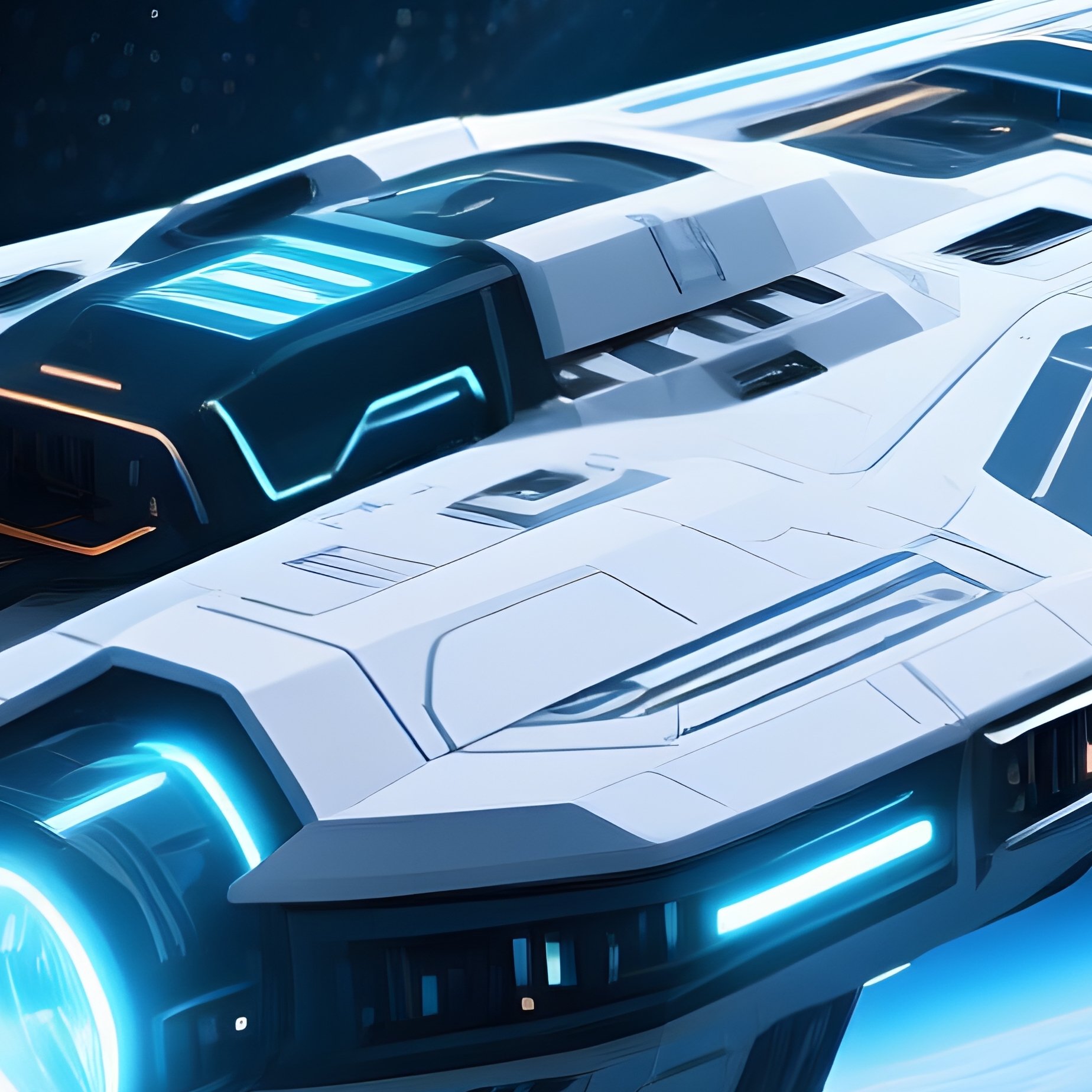 A Futuristic Spacecraft Traveling Through Space - Full Resolution Quality Preview