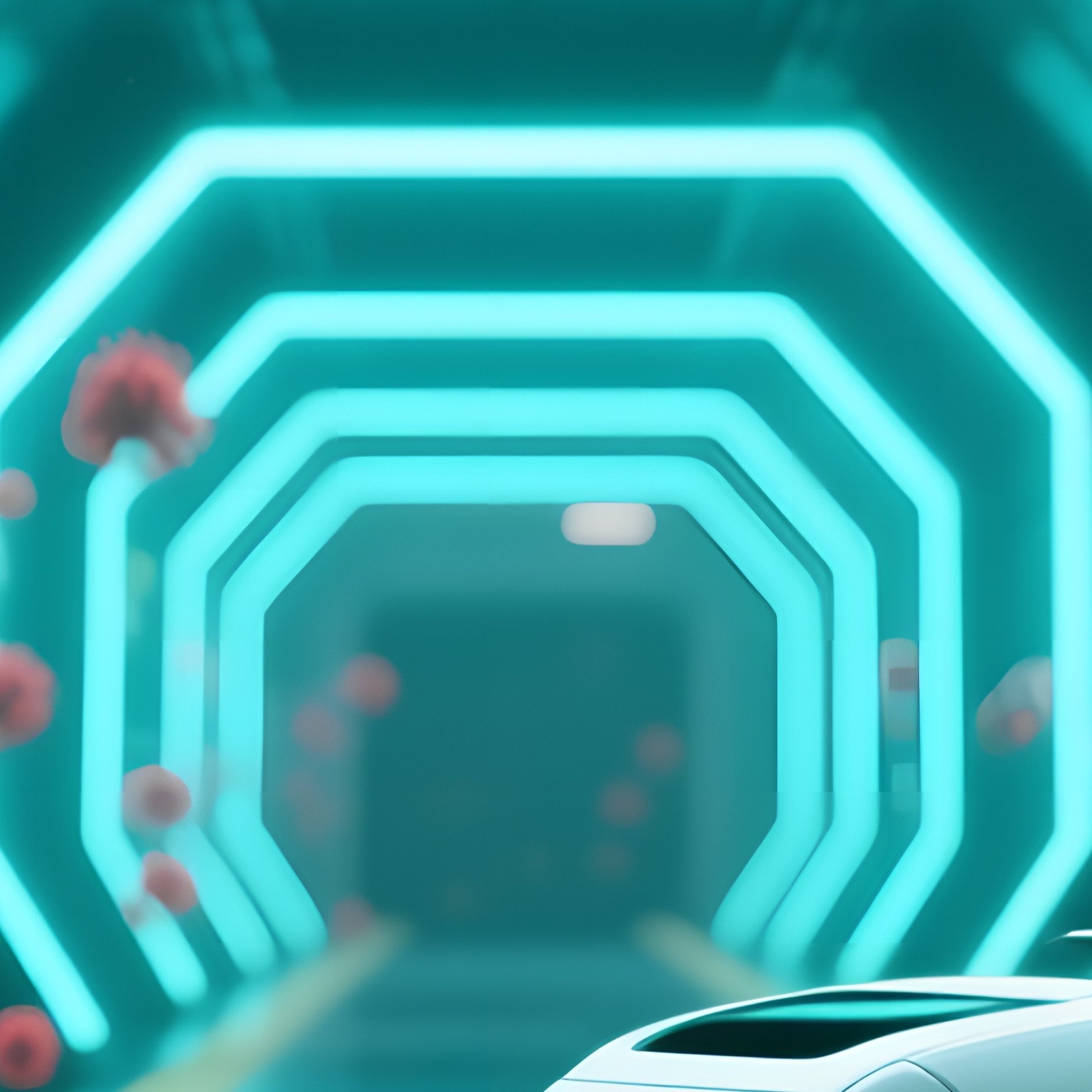 A Futuristic Subway Tunnel Lit By Pulsating Neon Strips, Where Autonomous Cleaning Drones Avoid - Full Resolution Quality Preview