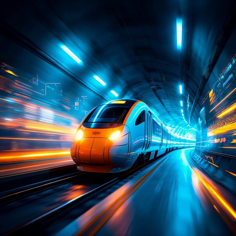 A Futuristic Train Or Transportation System In Motion Futuristic