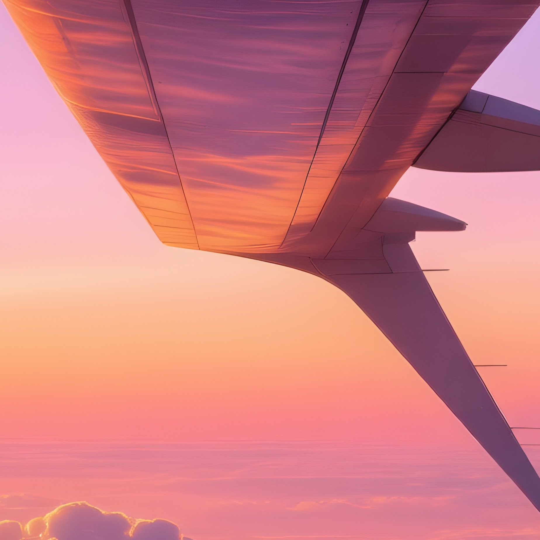 A Generic Airplane Wing Banking Over A Layer Of Clouds At Sunset - Full Resolution Quality Preview