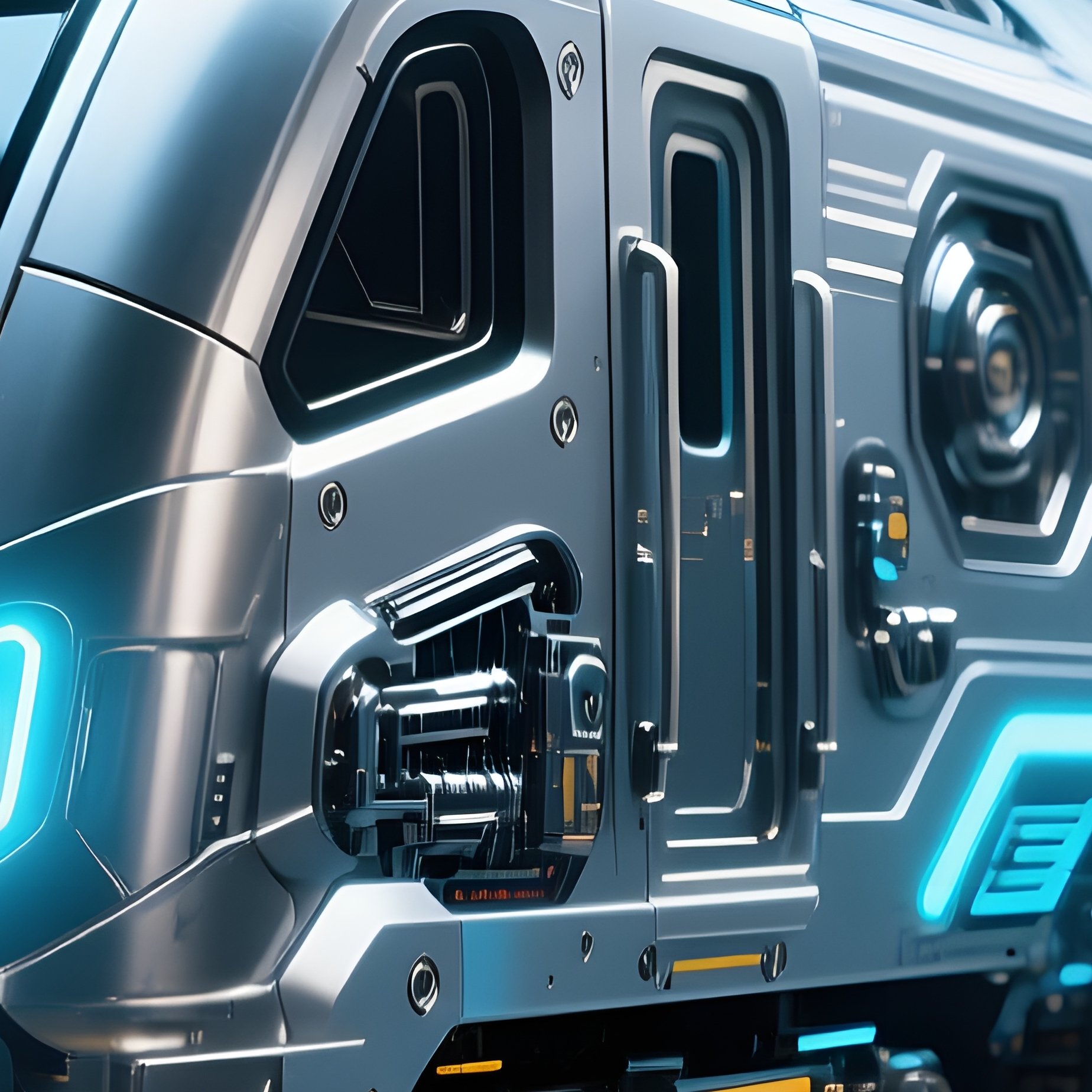 A German Train In Mechanical Sci Fi Setting - Full Resolution Quality Preview