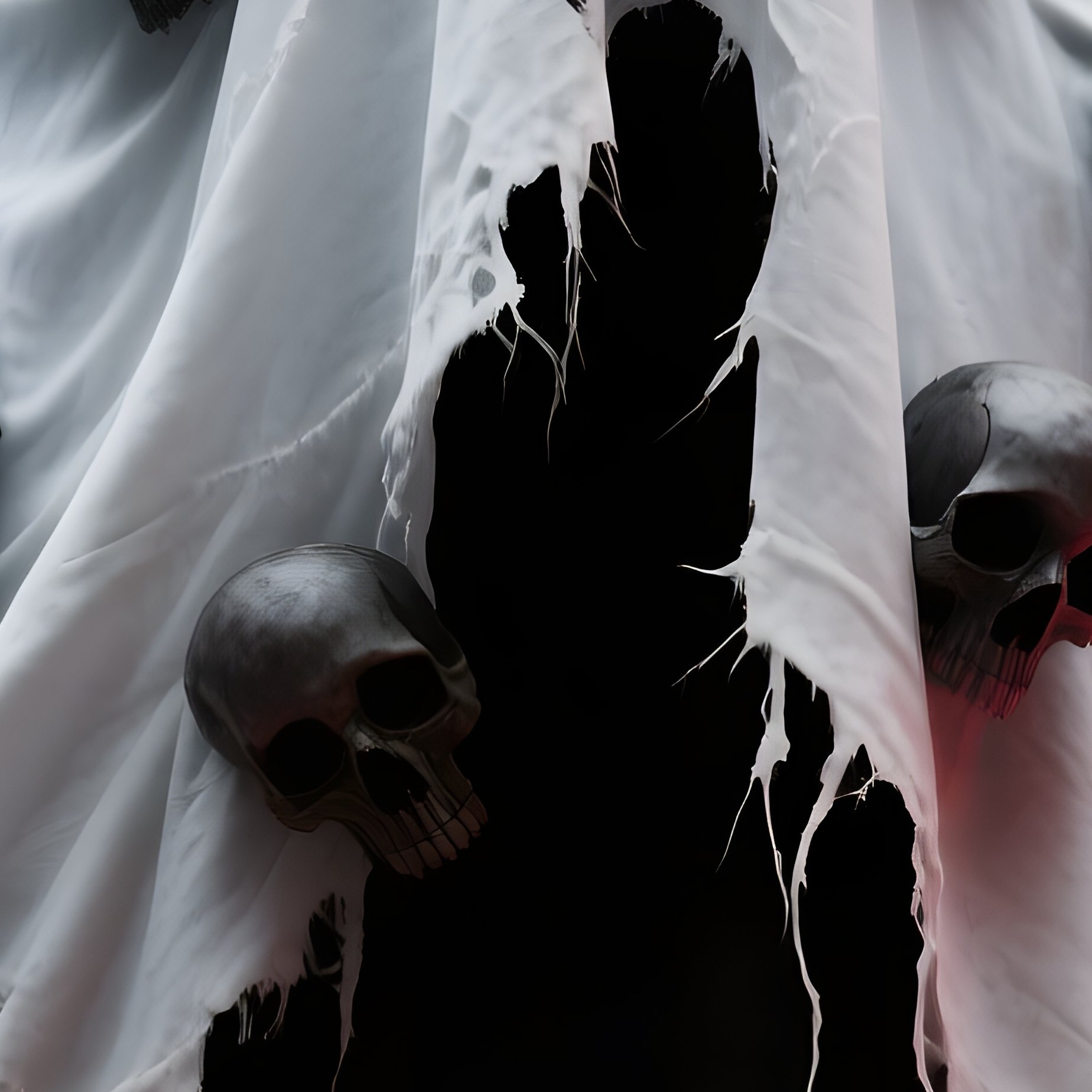 A Ghostly Figure Surrounded By Skulls Ghost Skulls - Full Resolution Quality Preview