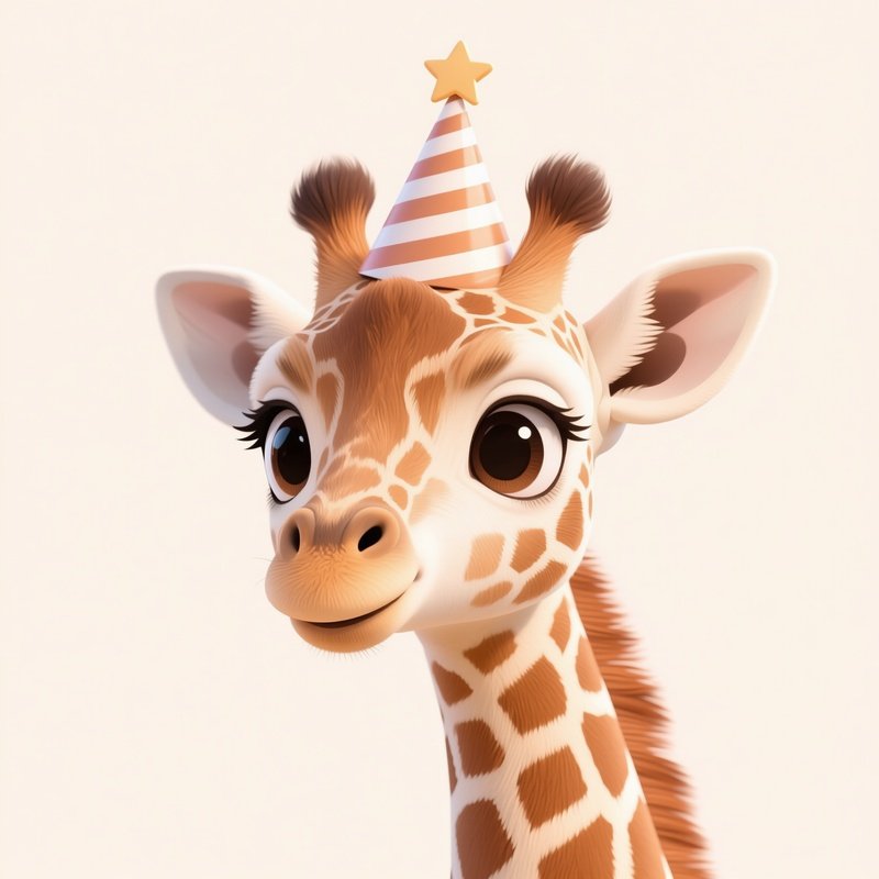 A Giraffe Wearing A Party Hat Giraffe Party Hat