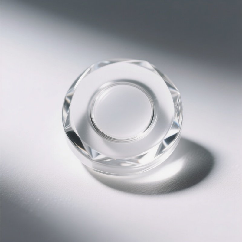 A Glass Button With A Beveled Edge The Center Is Clear And Empty
