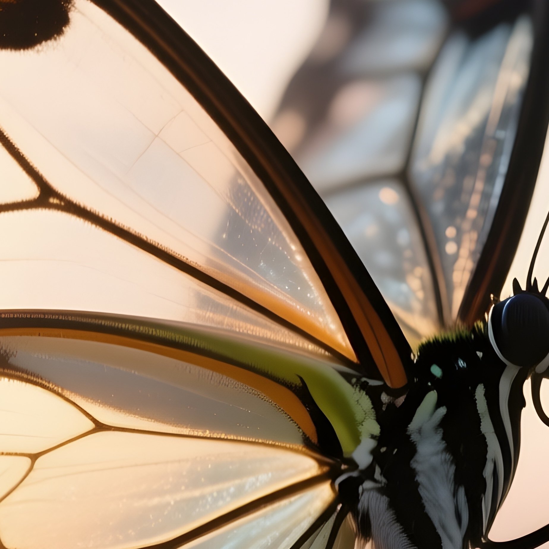 A Glasswing Butterfly With Transparent Wings Sunlit At Dawn. - Full Resolution Quality Preview