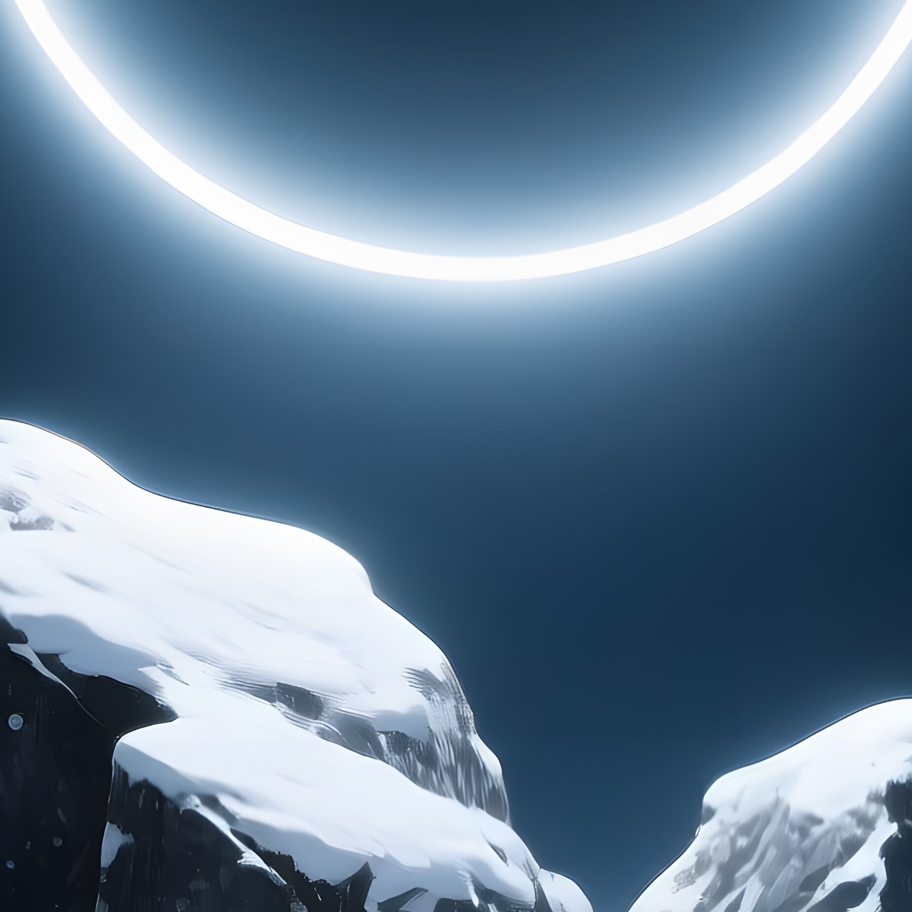 A Glowing Circular Light In A Snowy Landscape Winter Night - Full Resolution Quality Preview