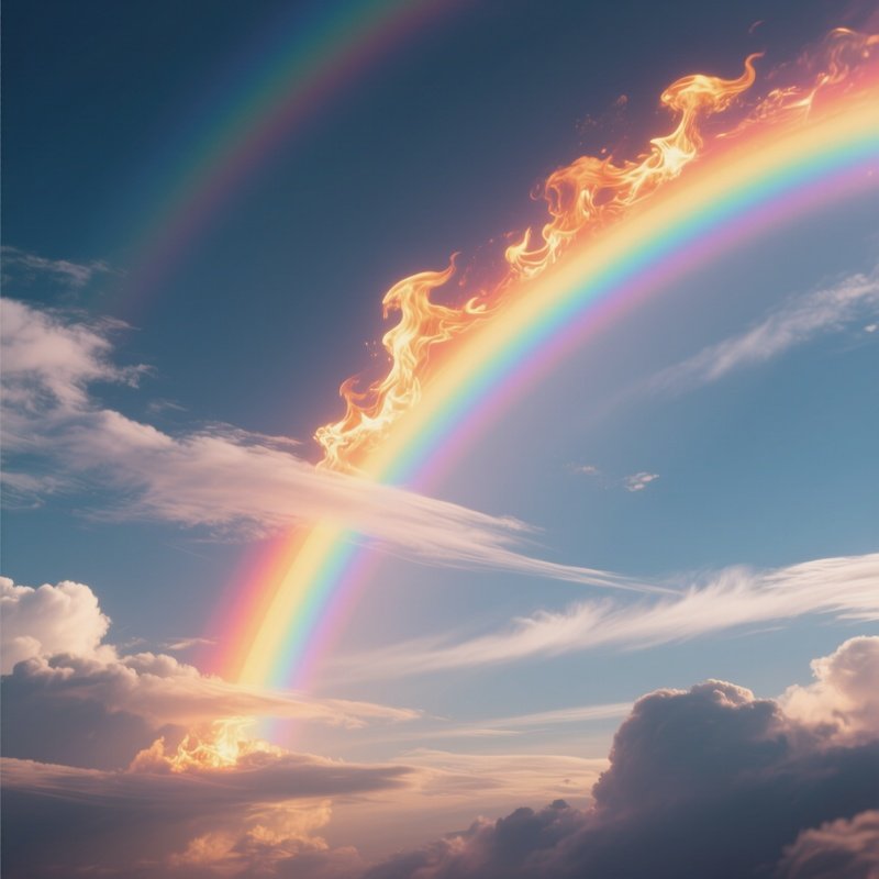 A Glowing Fire Rainbow Stretching Across Thin Cirrus Clouds.