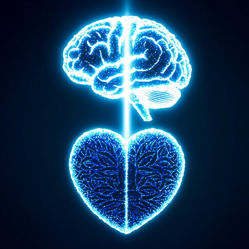 A Glowing Heart Connected To A Brain Heart Brain