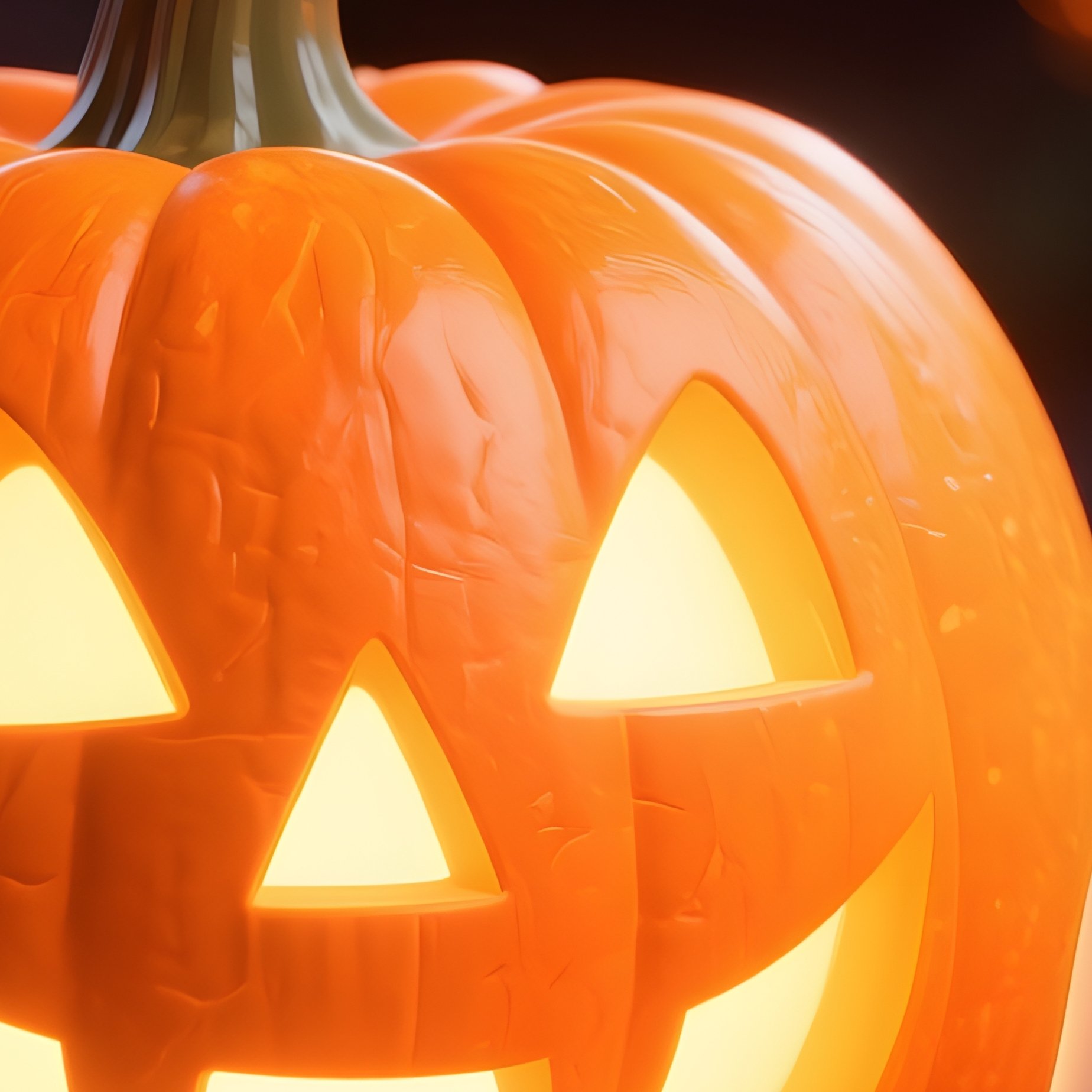 A Glowing Jack O Lantern And A Small Ghost Figure Halloween - Full Resolution Quality Preview