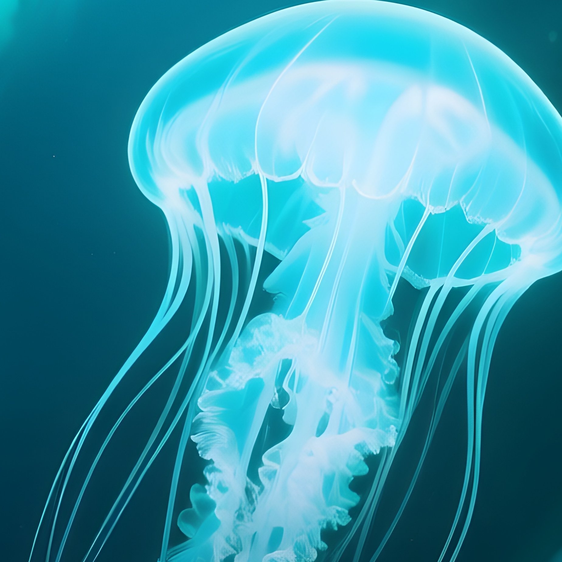 A Glowing Jellyfish Forest Deep In The Abyss Underwater Image - Full Resolution Quality Preview