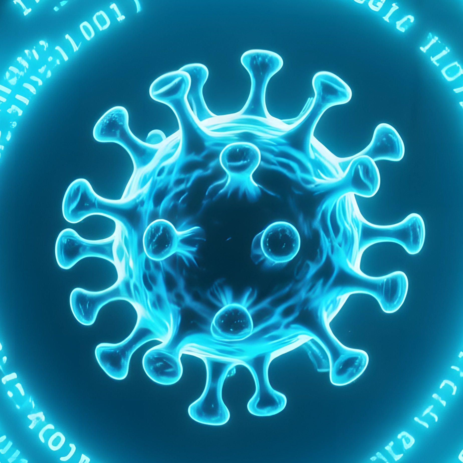 A Glowing Neon Virus Code Spirals Like A Vortex Inside A Dark Server Room, With Flickering Leds - Full Resolution Quality Preview