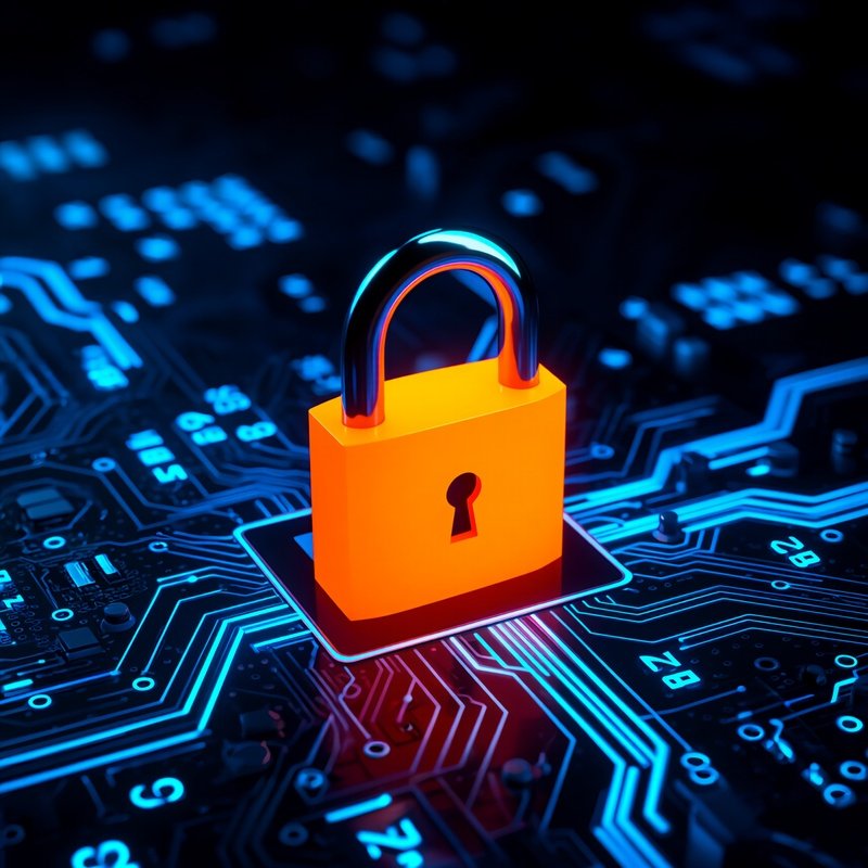 A Glowing Padlock On A Circuit Board Security Technology