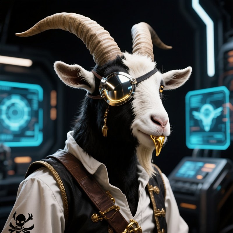 A Goat Pirate With An Eyepatch And Golden Tooth Science Fiction