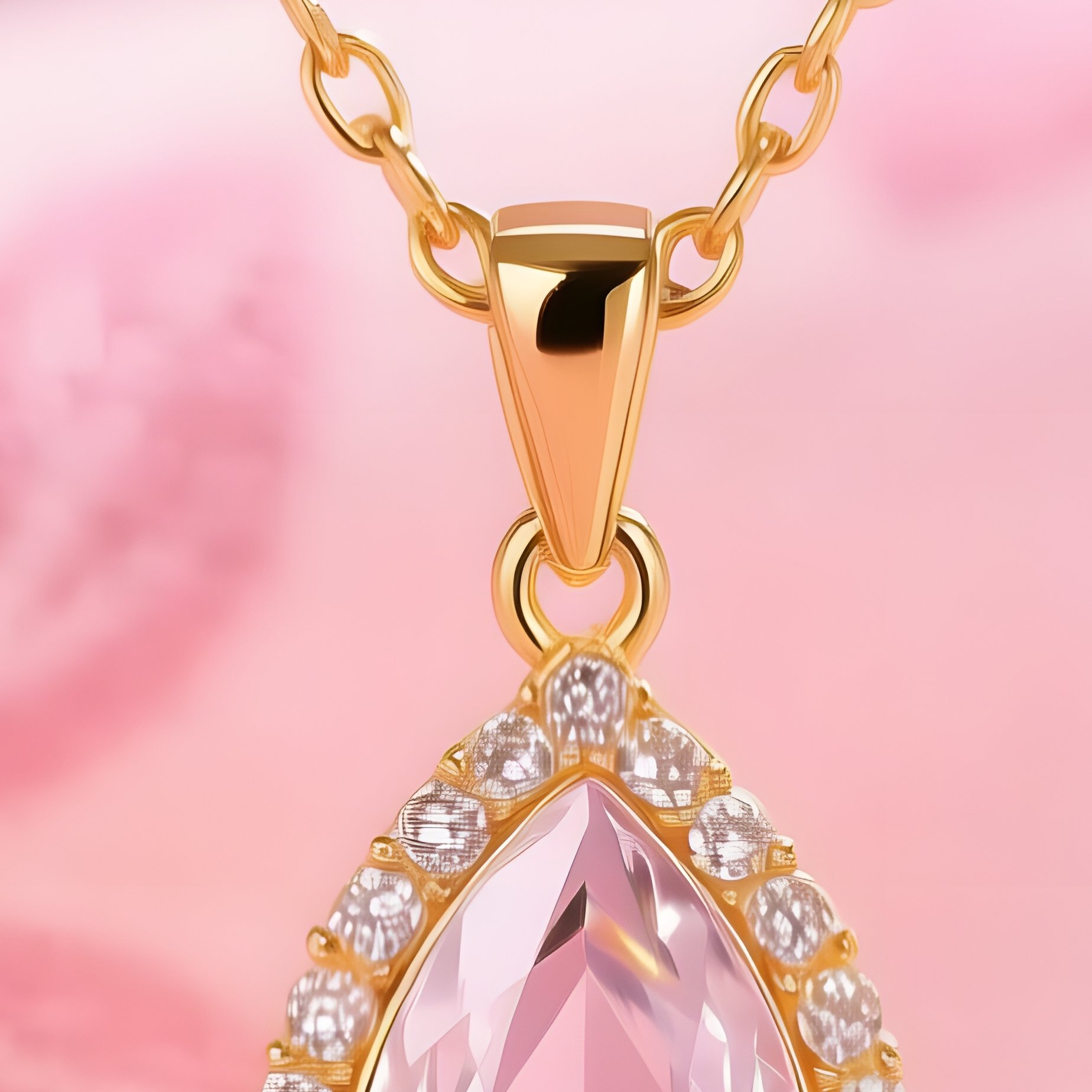 A Gold Necklace With A Teardrop Shaped Gemstone Pendant Jewelry - Full Resolution Quality Preview