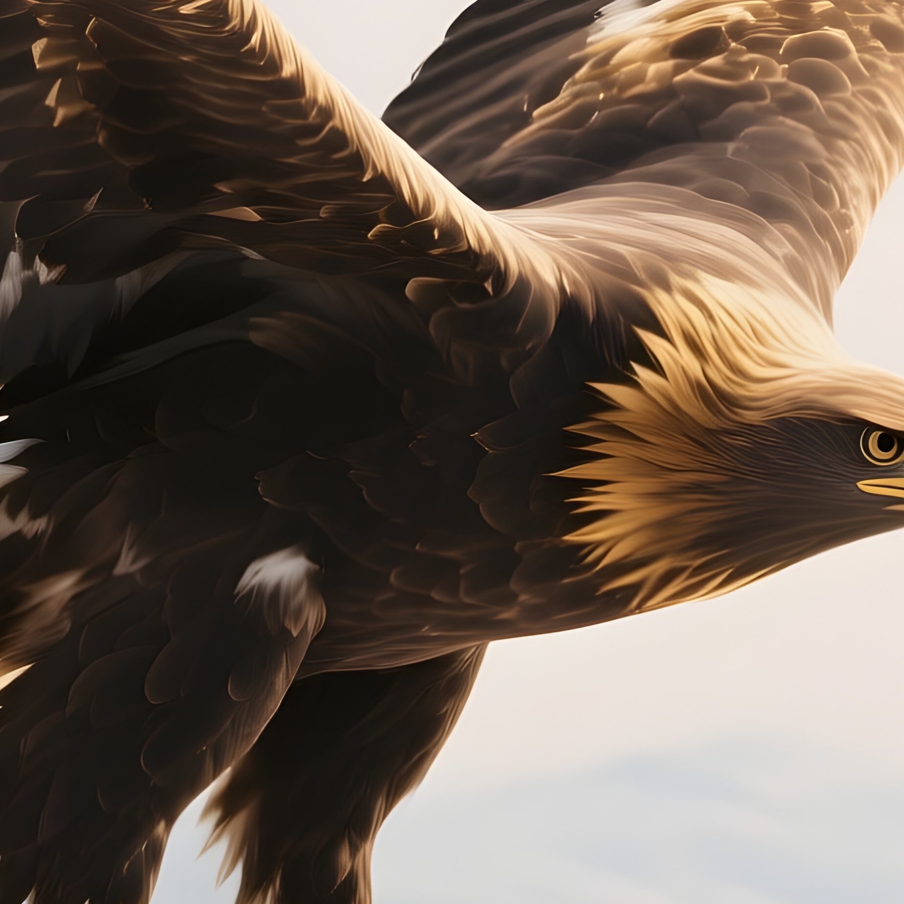 A Golden Eagle Soaring Over Snow Covered Peaks. - Full Resolution Quality Preview